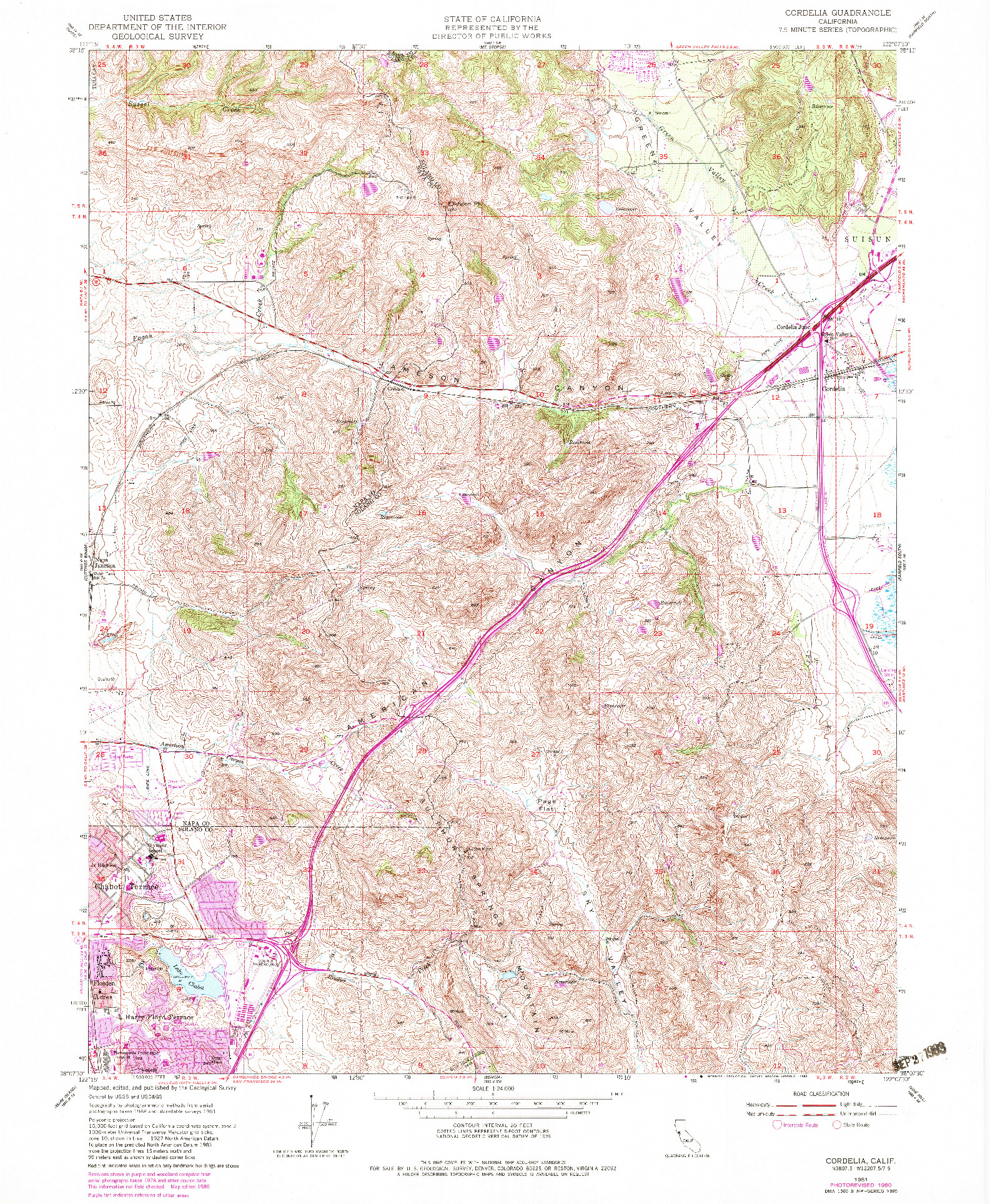 USGS 1:24000-SCALE QUADRANGLE FOR CORDELIA, CA 1951