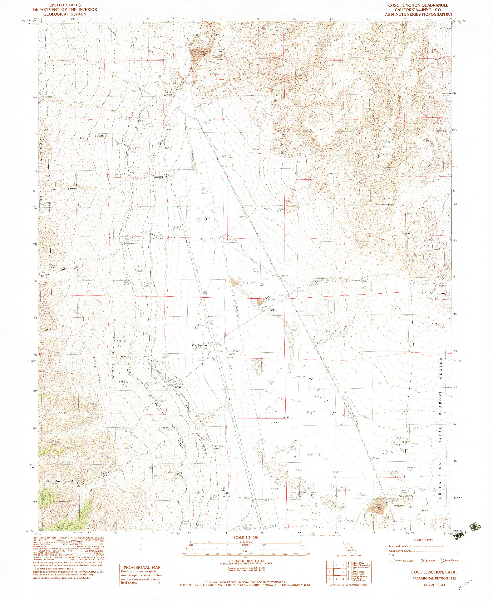 USGS 1:24000-SCALE QUADRANGLE FOR COSO JUNCTION, CA 1982