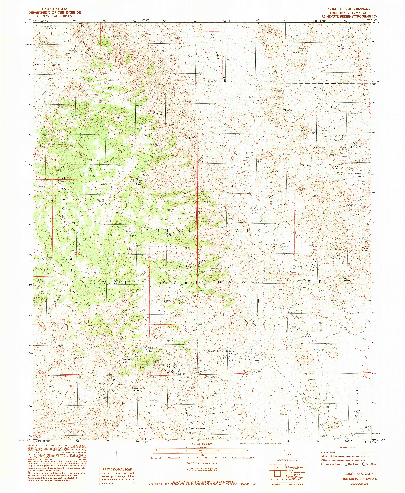 USGS 1:24000-SCALE QUADRANGLE FOR COSO PEAK, CA 1982