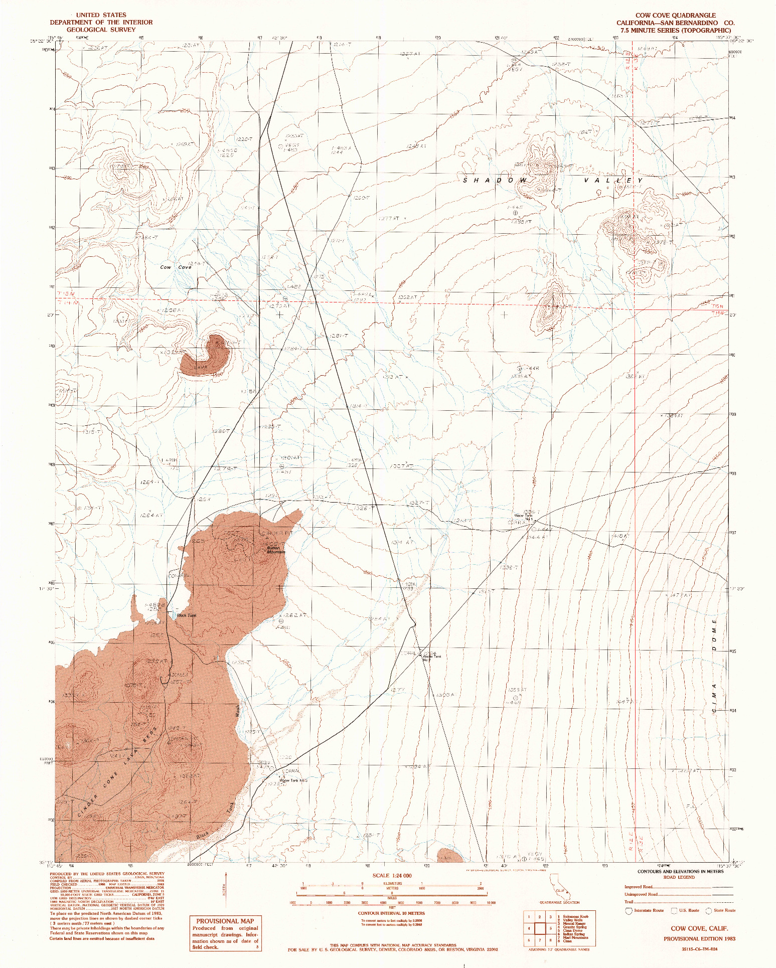 USGS 1:24000-SCALE QUADRANGLE FOR COW COVE, CA 1983