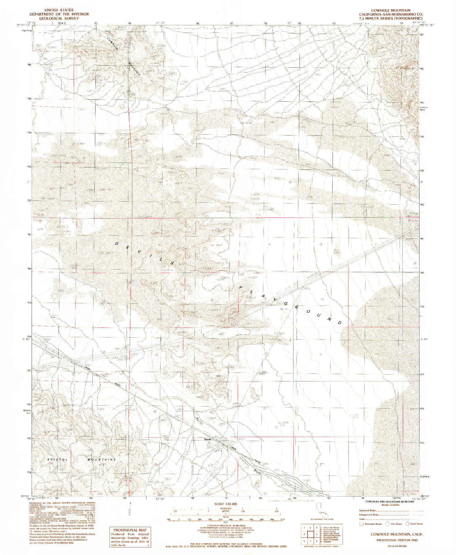 USGS 1:24000-SCALE QUADRANGLE FOR COWHOLE MOUNTAIN, CA 1983