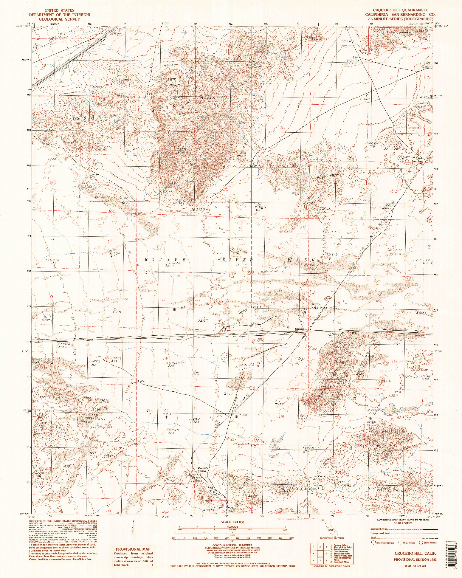 USGS 1:24000-SCALE QUADRANGLE FOR CRUCERO HILL, CA 1983