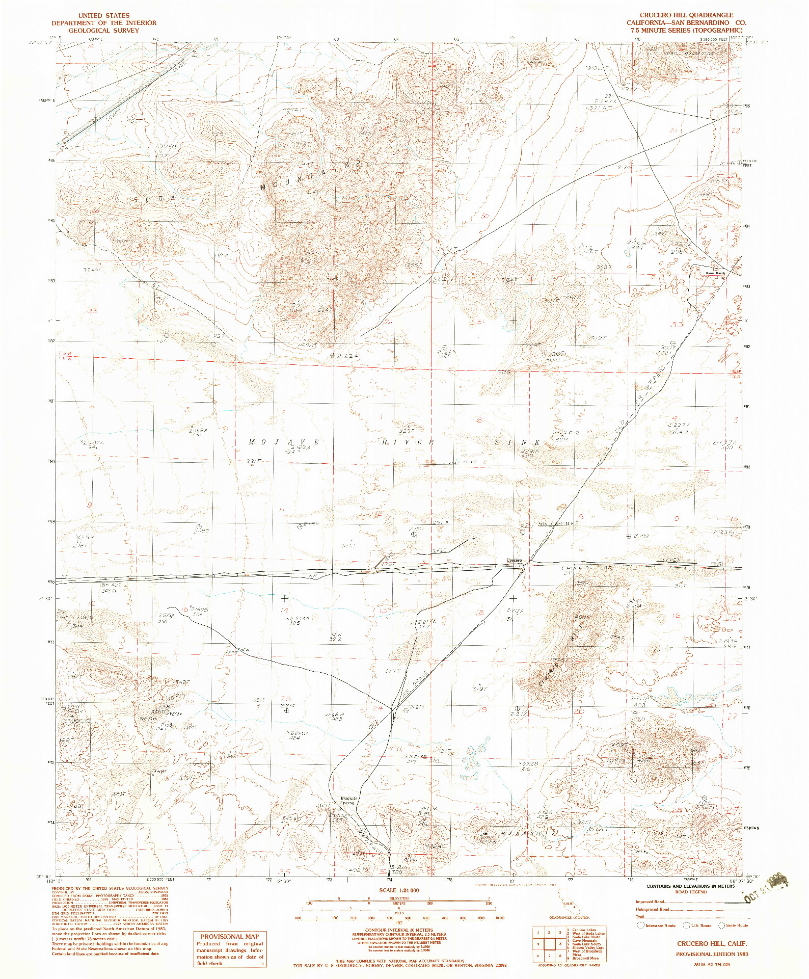 USGS 1:24000-SCALE QUADRANGLE FOR CRUCERO HILL, CA 1983