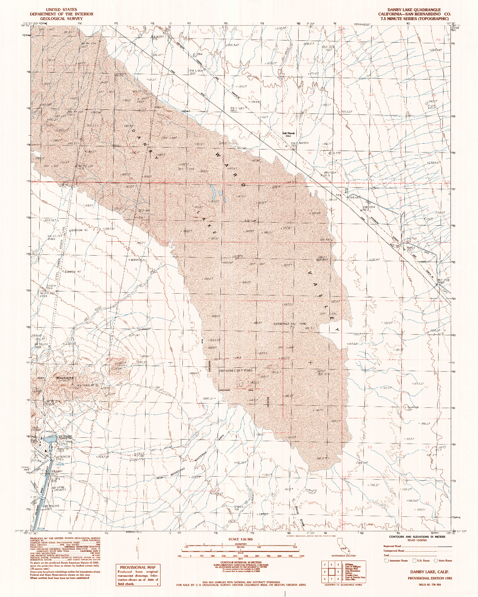 USGS 1:24000-SCALE QUADRANGLE FOR DANBY LAKE, CA 1983
