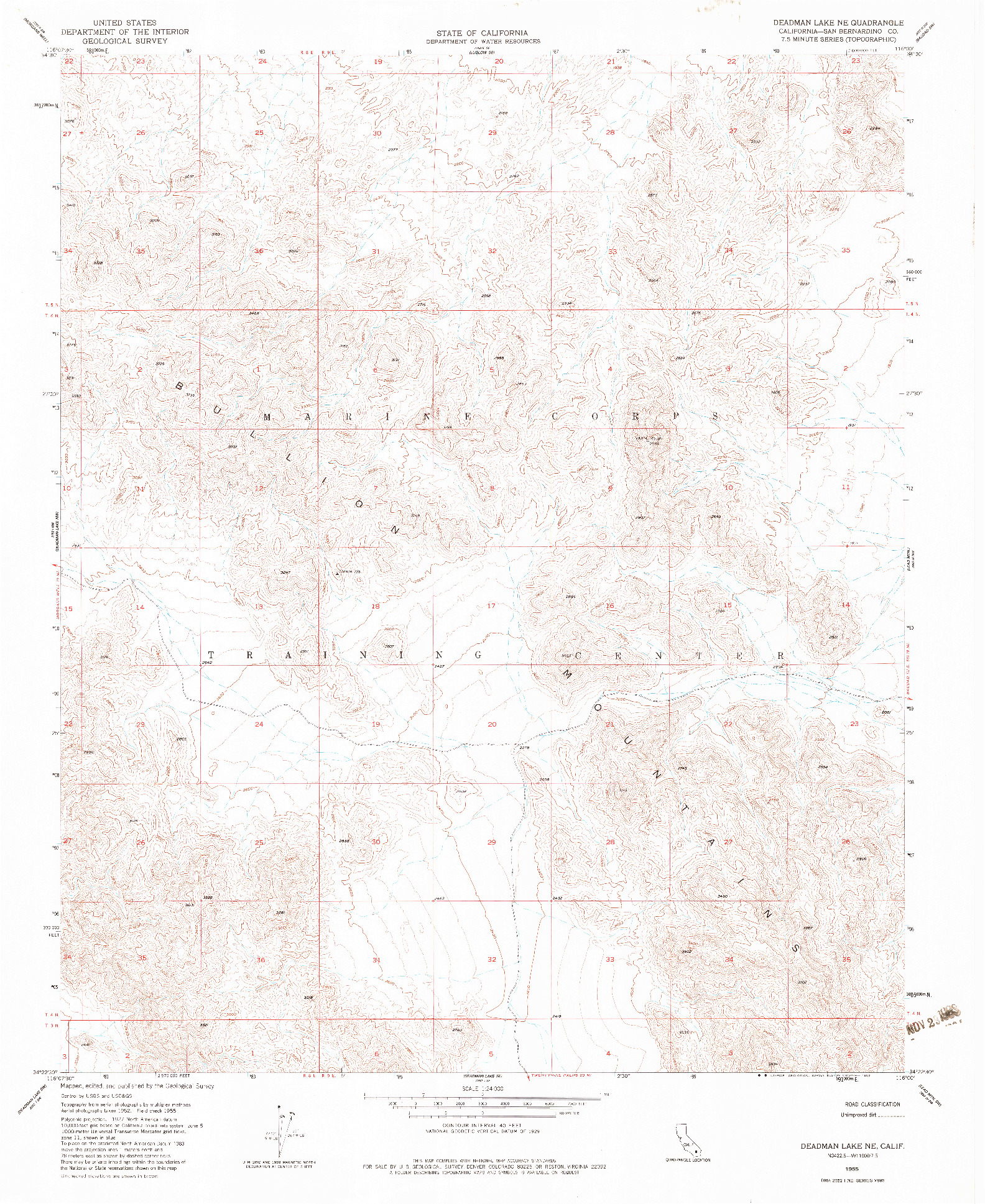 USGS 1:24000-SCALE QUADRANGLE FOR DEADMAN LAKE NE, CA 1955