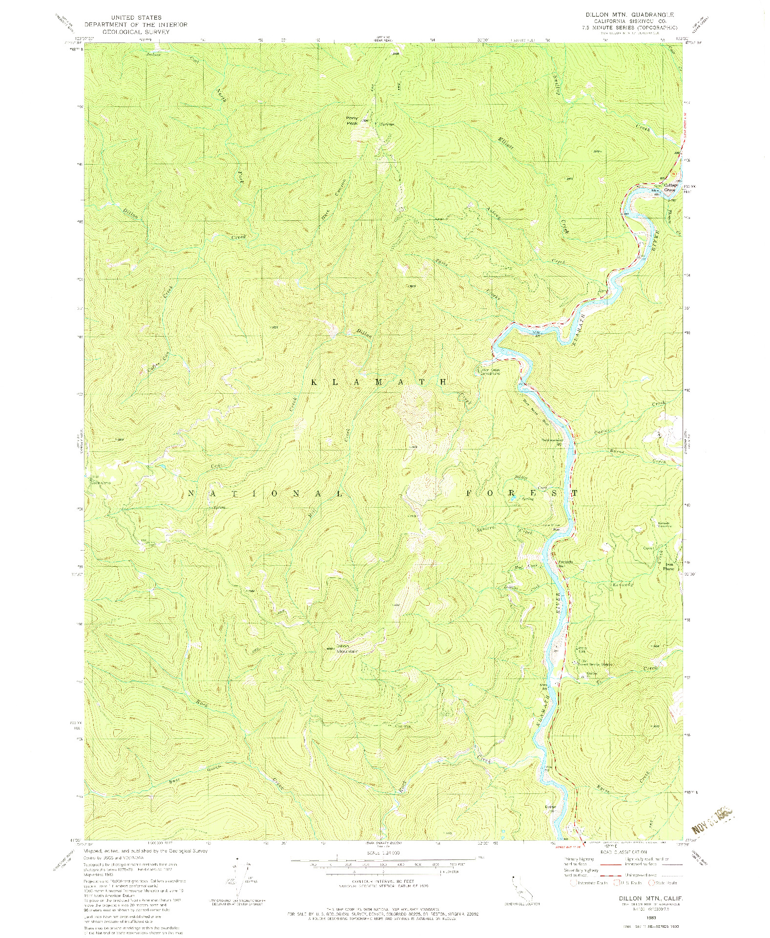 USGS 1:24000-SCALE QUADRANGLE FOR DILLON MTN, CA 1983