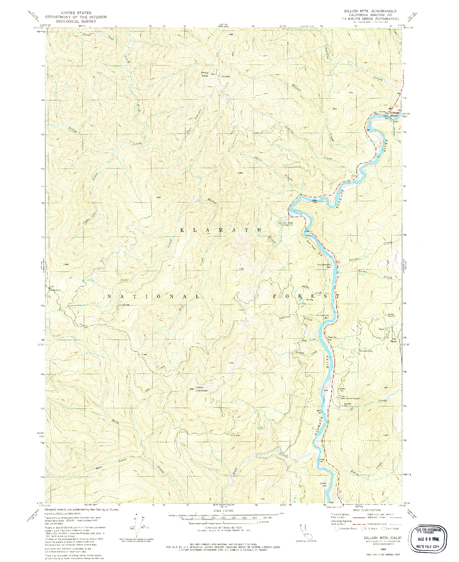 USGS 1:24000-SCALE QUADRANGLE FOR DILLON MTN, CA 1983