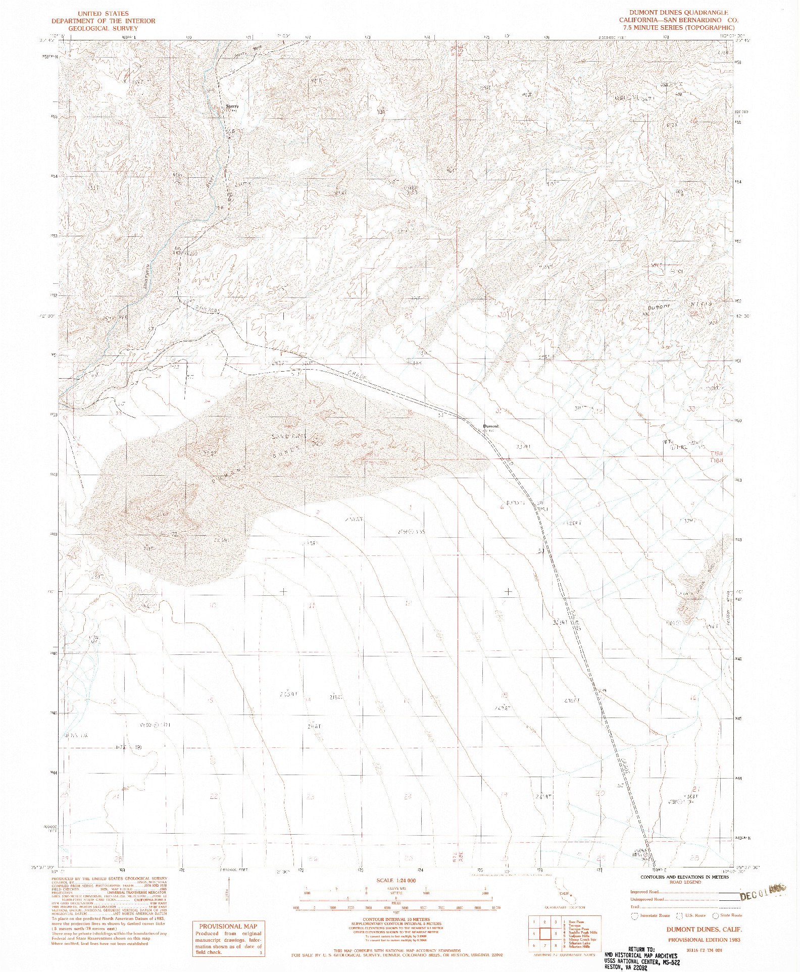 USGS 1:24000-SCALE QUADRANGLE FOR DUMONT DUNES, CA 1983