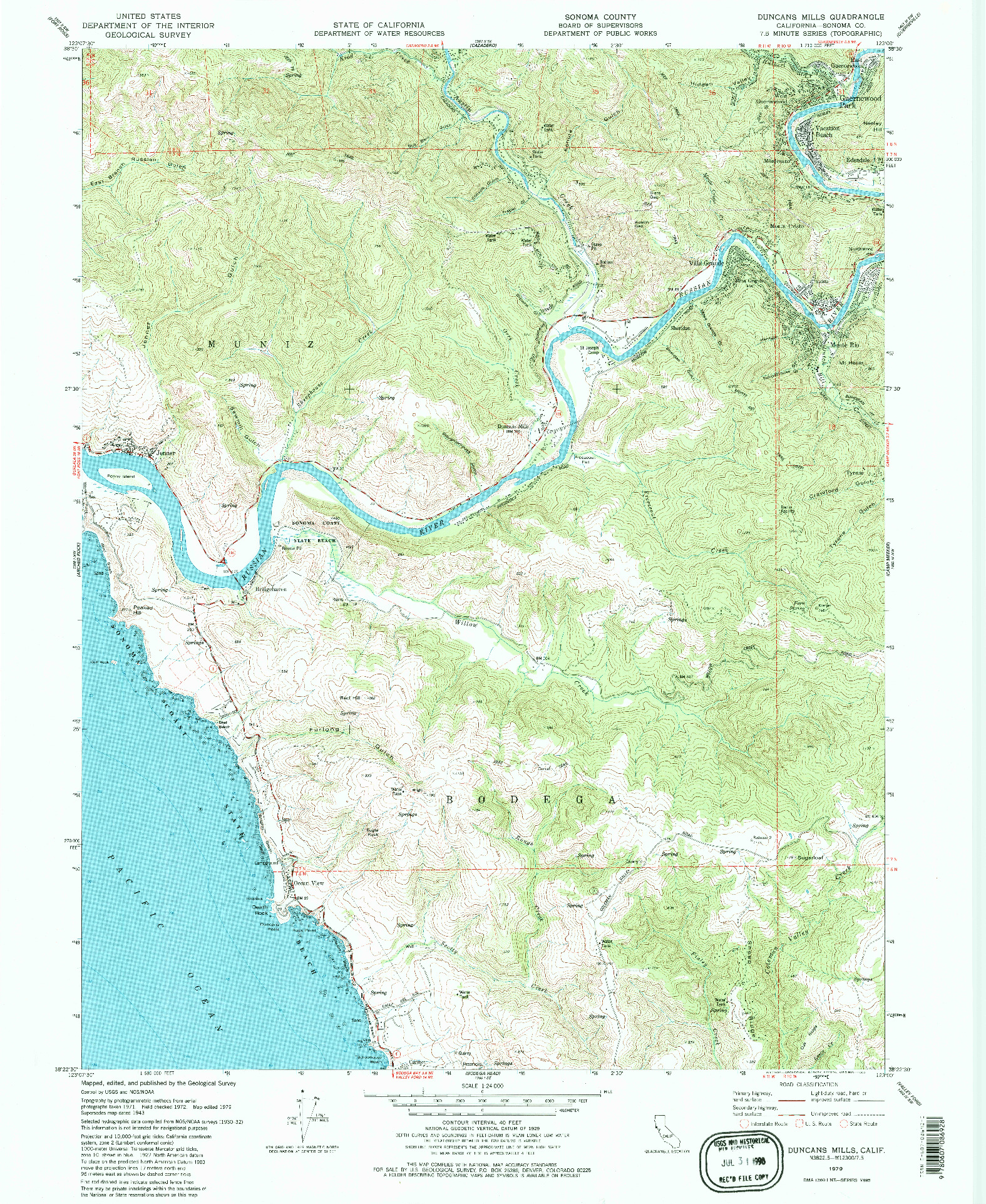 USGS 1:24000-SCALE QUADRANGLE FOR DUNCANS MILLS, CA 1979