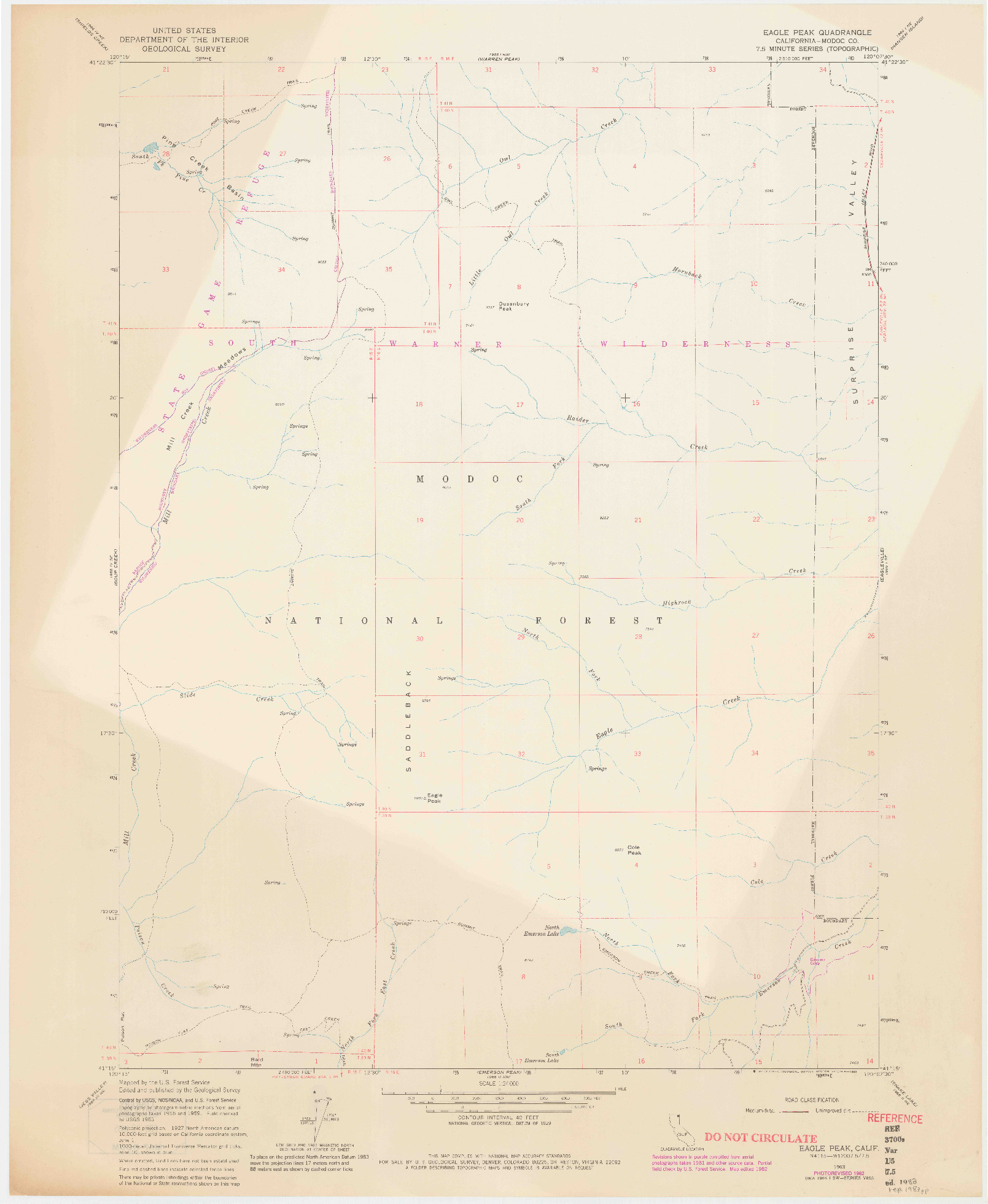 USGS 1:24000-SCALE QUADRANGLE FOR EAGLE PEAK, CA 1963