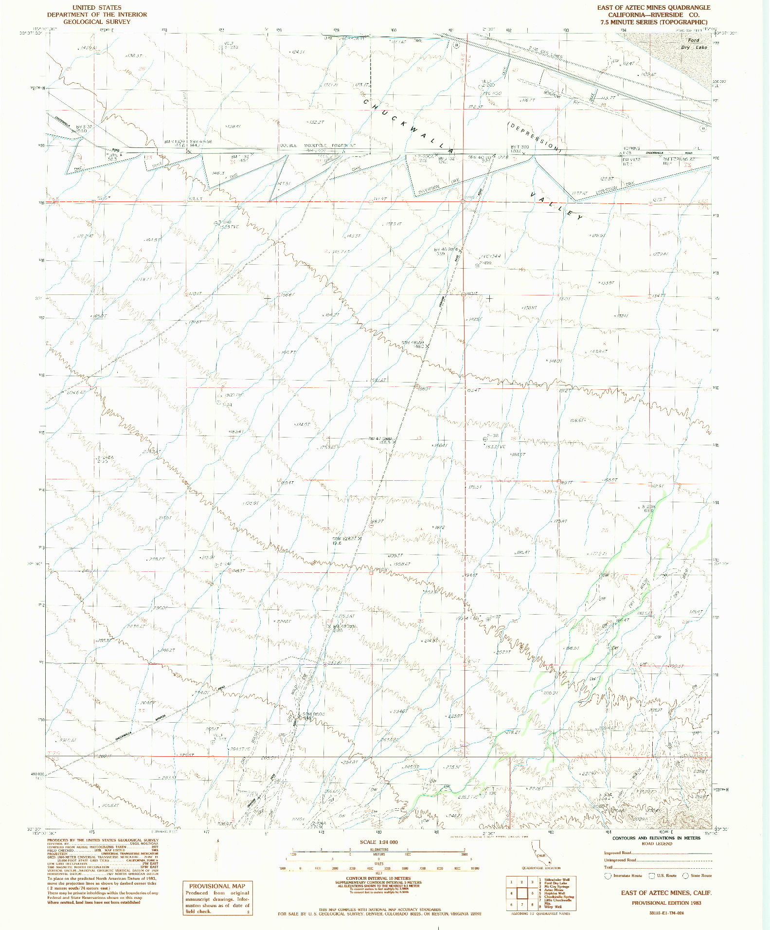 USGS 1:24000-SCALE QUADRANGLE FOR EAST OF AZTEC MINES, CA 1983
