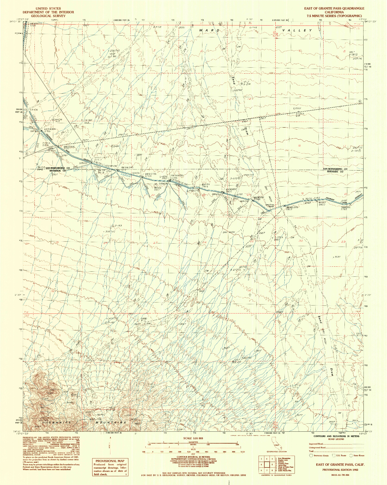 USGS 1:24000-SCALE QUADRANGLE FOR EAST OF GRANITE PASS, CA 1983