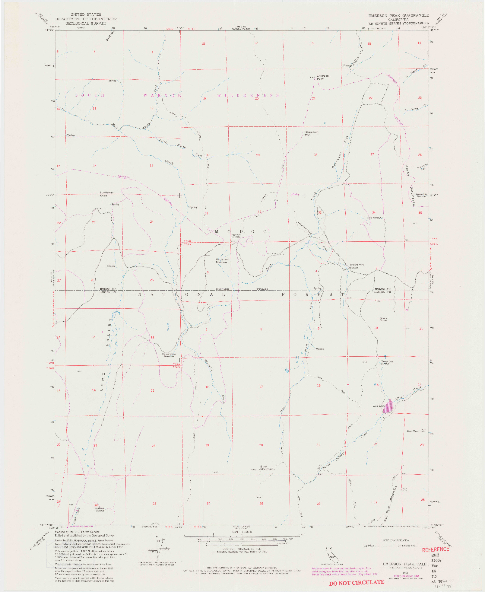 USGS 1:24000-SCALE QUADRANGLE FOR EMERSON PEAK, CA 1962