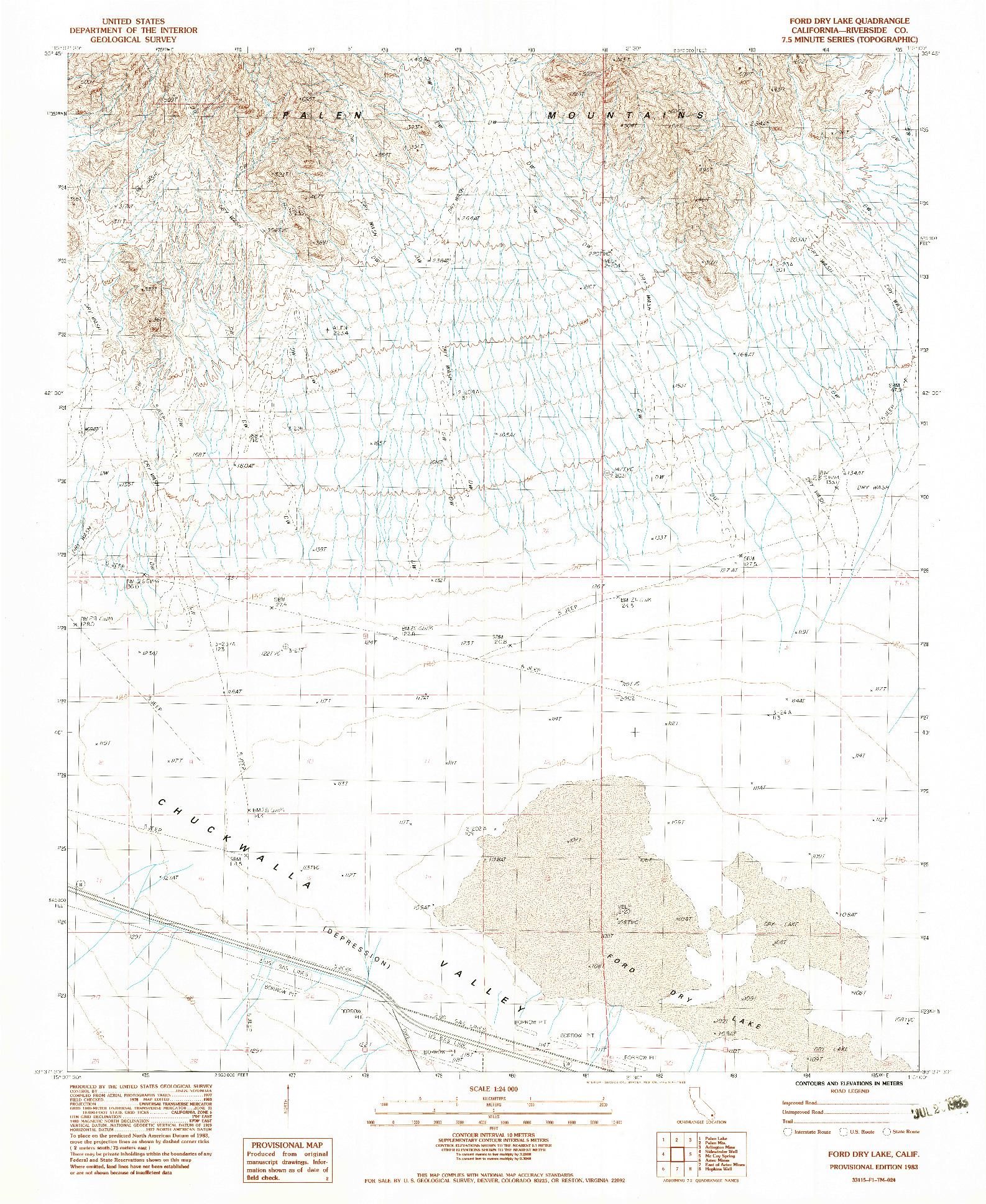 USGS 1:24000-SCALE QUADRANGLE FOR FORD DRY LAKE, CA 1983