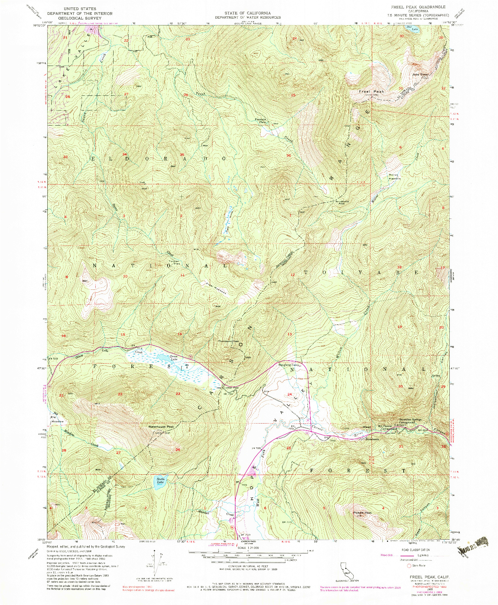 USGS 1:24000-SCALE QUADRANGLE FOR FREEL PEAK, CA 1955