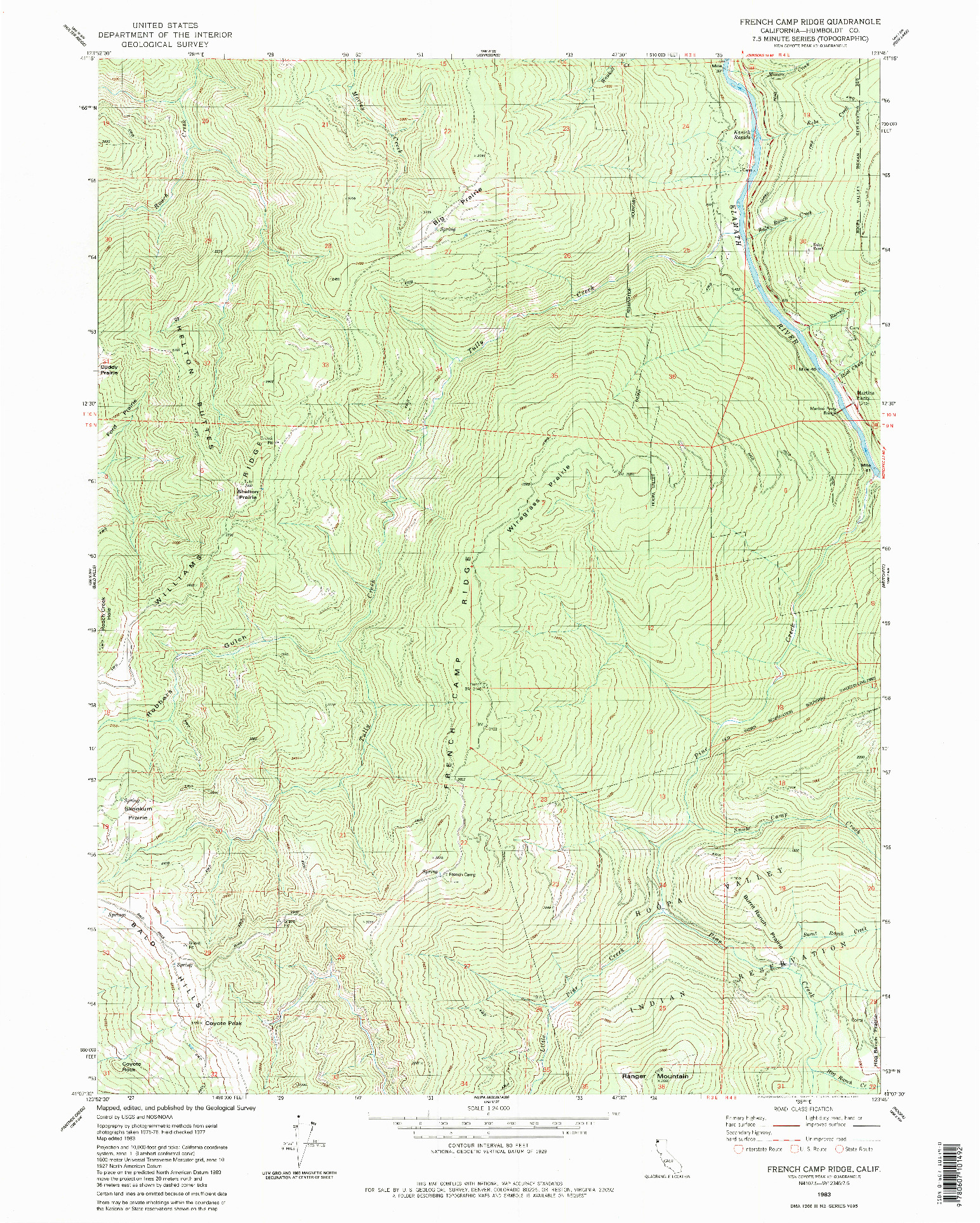 USGS 1:24000-SCALE QUADRANGLE FOR FRENCH CAMP RIDGE, CA 1983