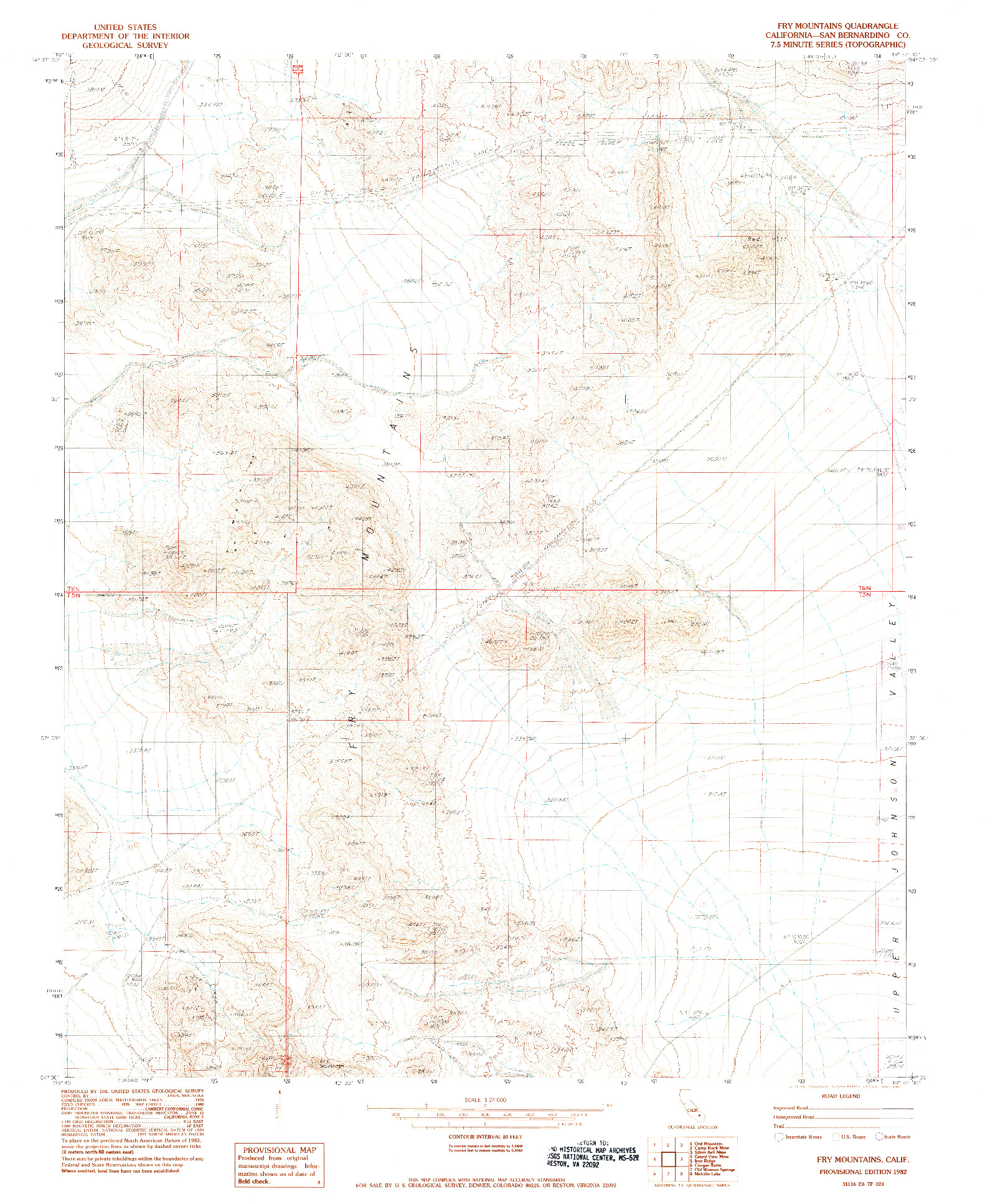 USGS 1:24000-SCALE QUADRANGLE FOR FRY MOUNTAINS, CA 1982