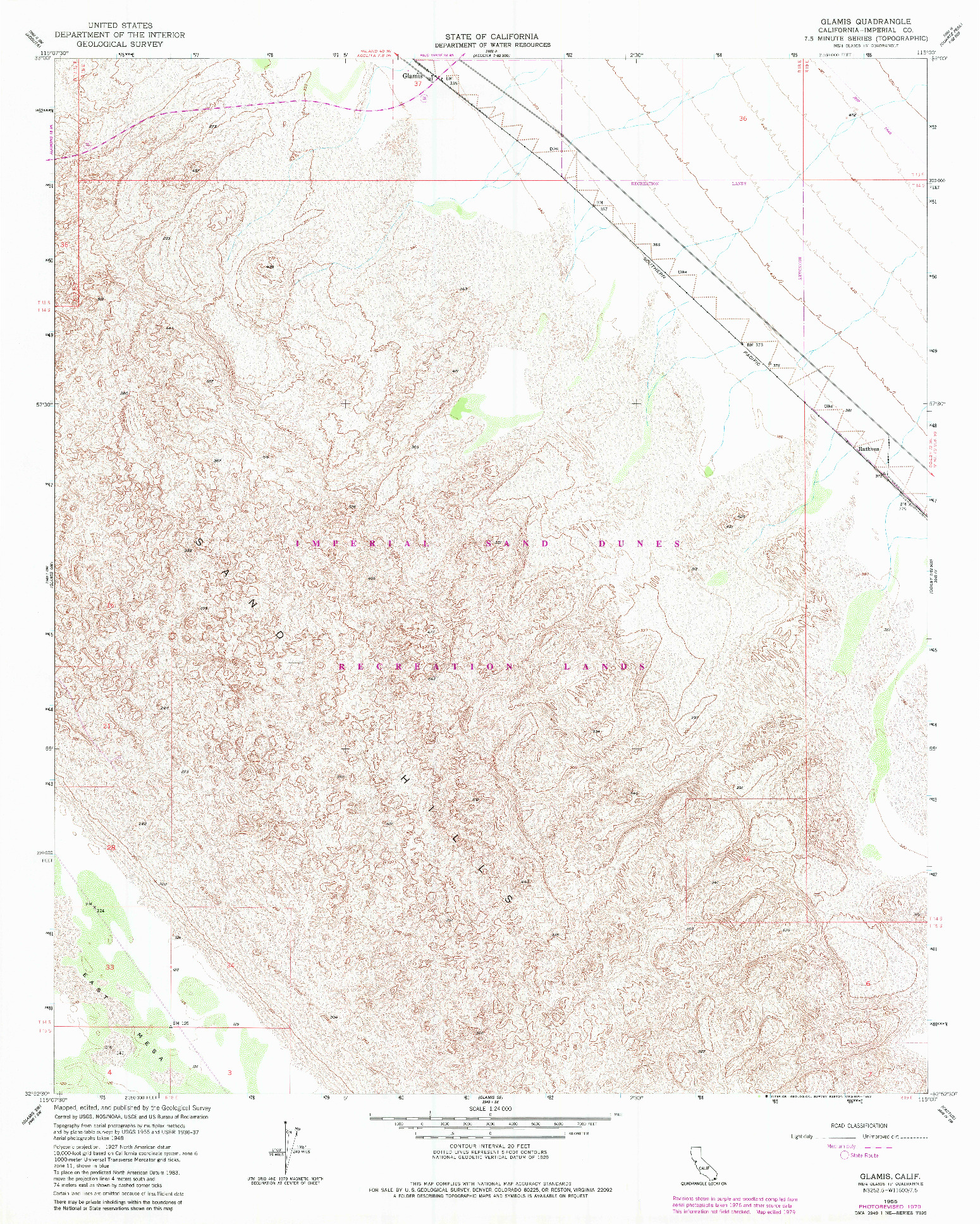 USGS 1:24000-SCALE QUADRANGLE FOR GLAMIS, CA 1955