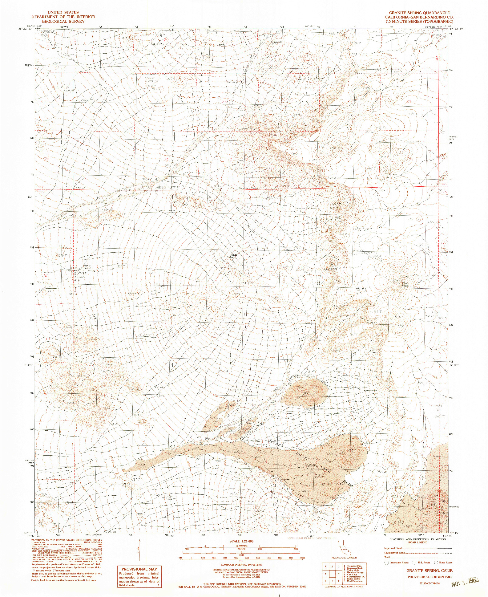 USGS 1:24000-SCALE QUADRANGLE FOR GRANITE SPRING, CA 1983