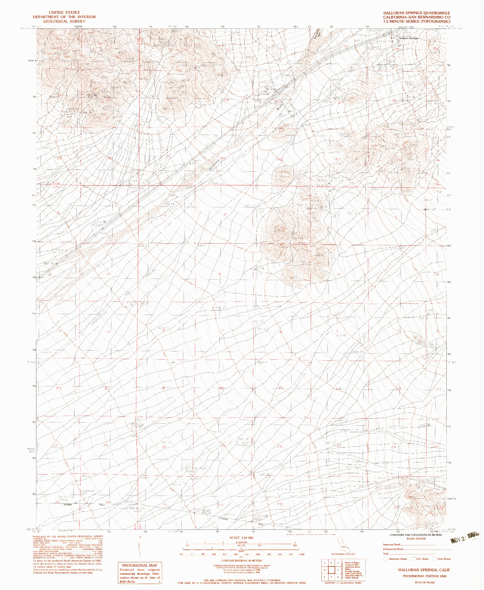 USGS 1:24000-SCALE QUADRANGLE FOR HALLORAN SPRINGS, CA 1983