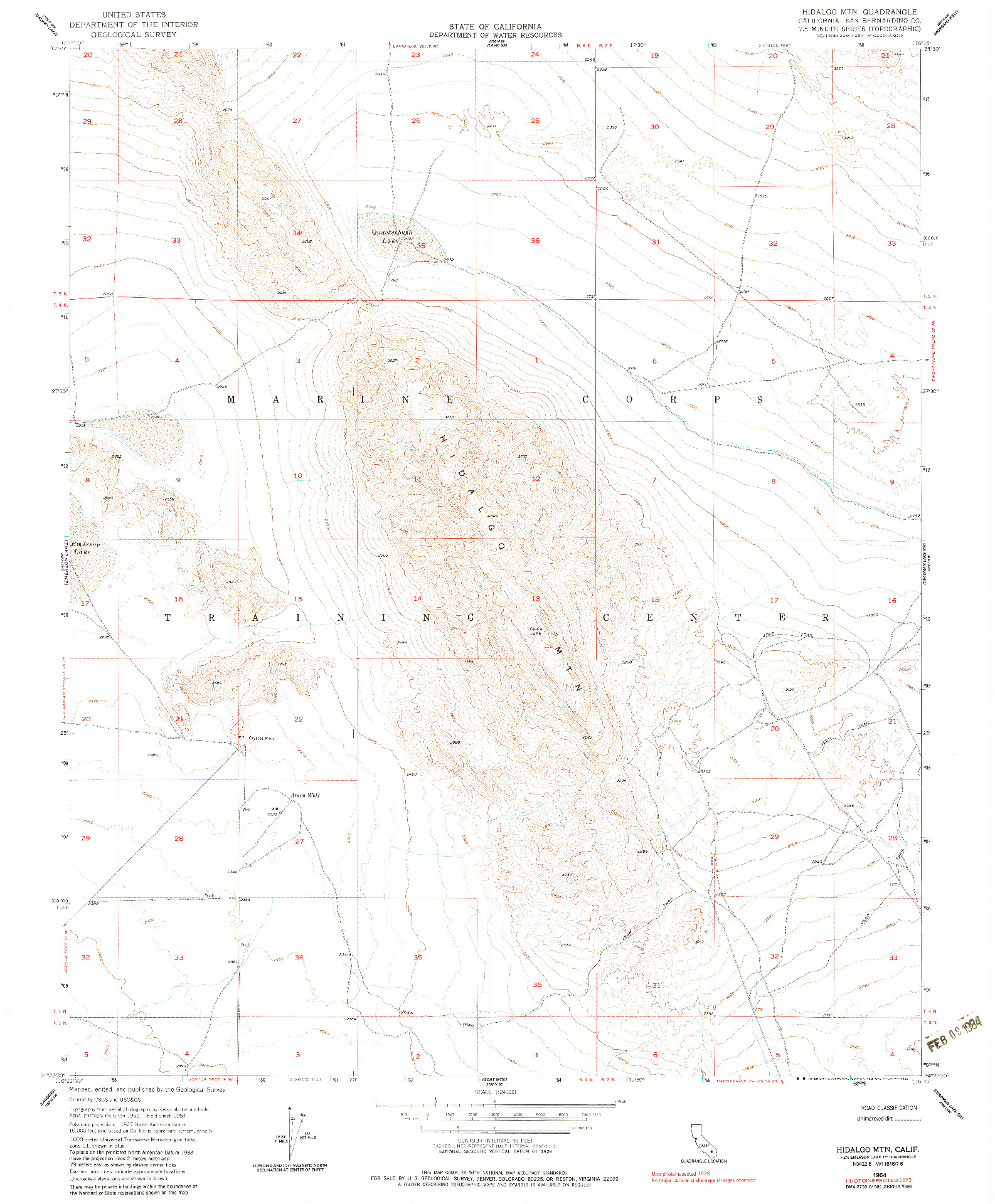 USGS 1:24000-SCALE QUADRANGLE FOR HIDALGO MTN, CA 1954
