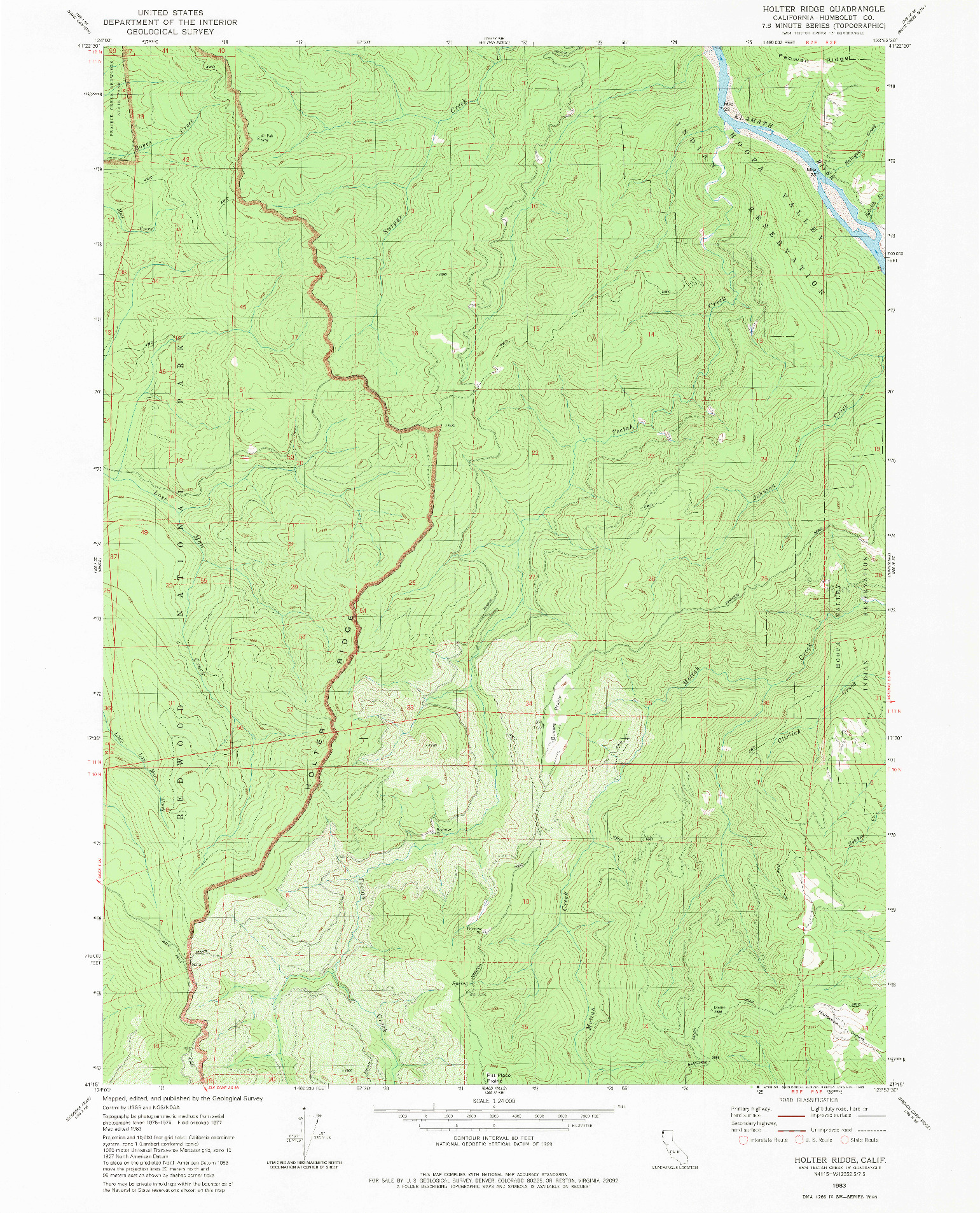 USGS 1:24000-SCALE QUADRANGLE FOR HOLTER RIDGE, CA 1983