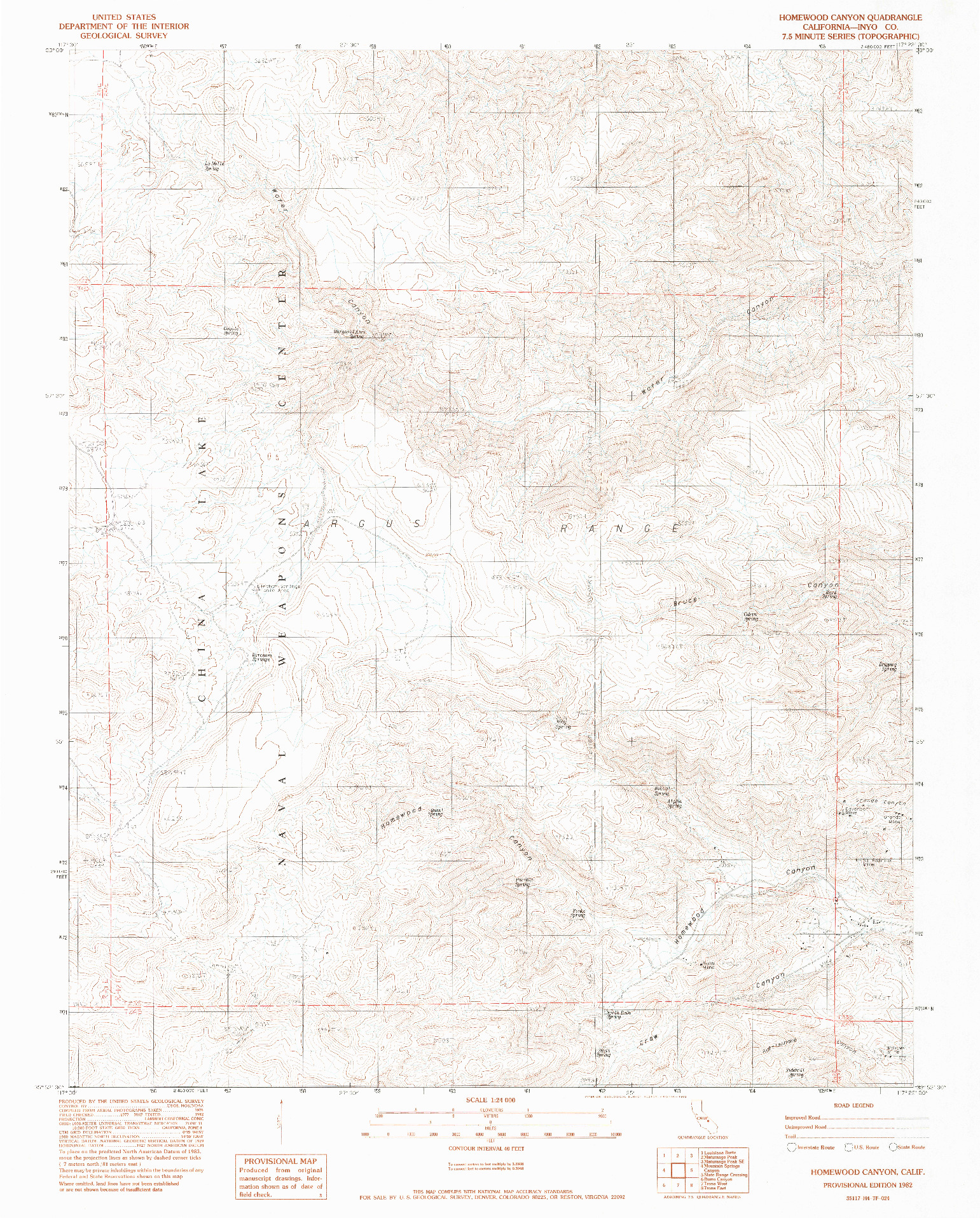USGS 1:24000-SCALE QUADRANGLE FOR HOMEWOOD CANYON, CA 1982