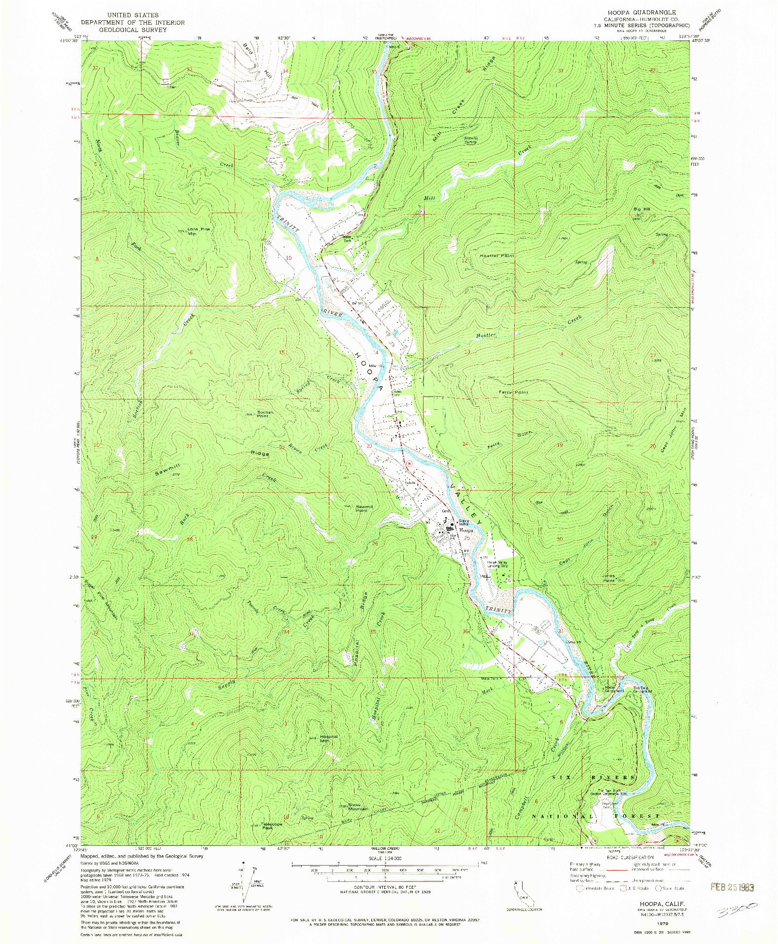USGS 1:24000-SCALE QUADRANGLE FOR HOOPA, CA 1979