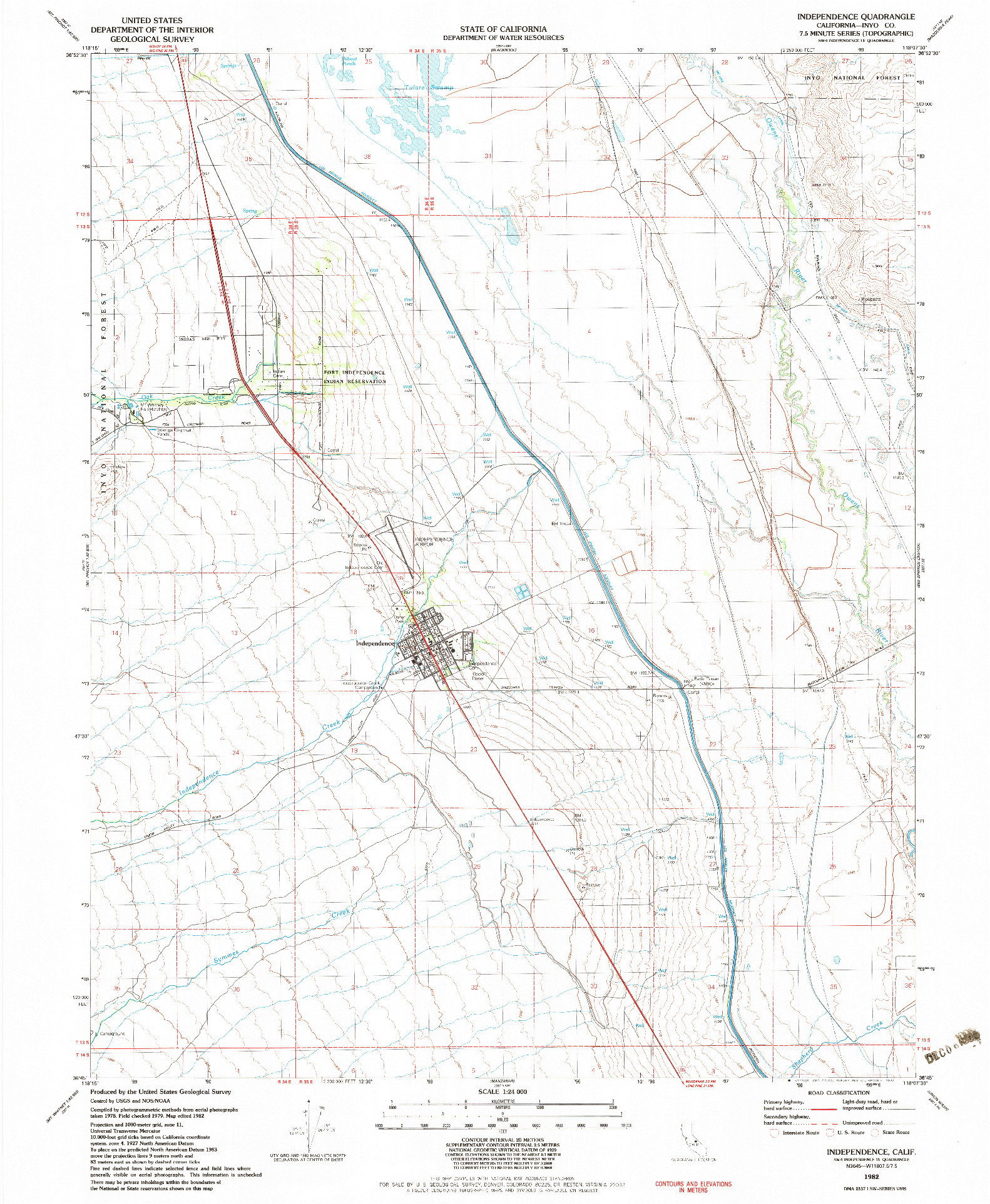 USGS 1:24000-SCALE QUADRANGLE FOR INDEPENDENCE, CA 1982