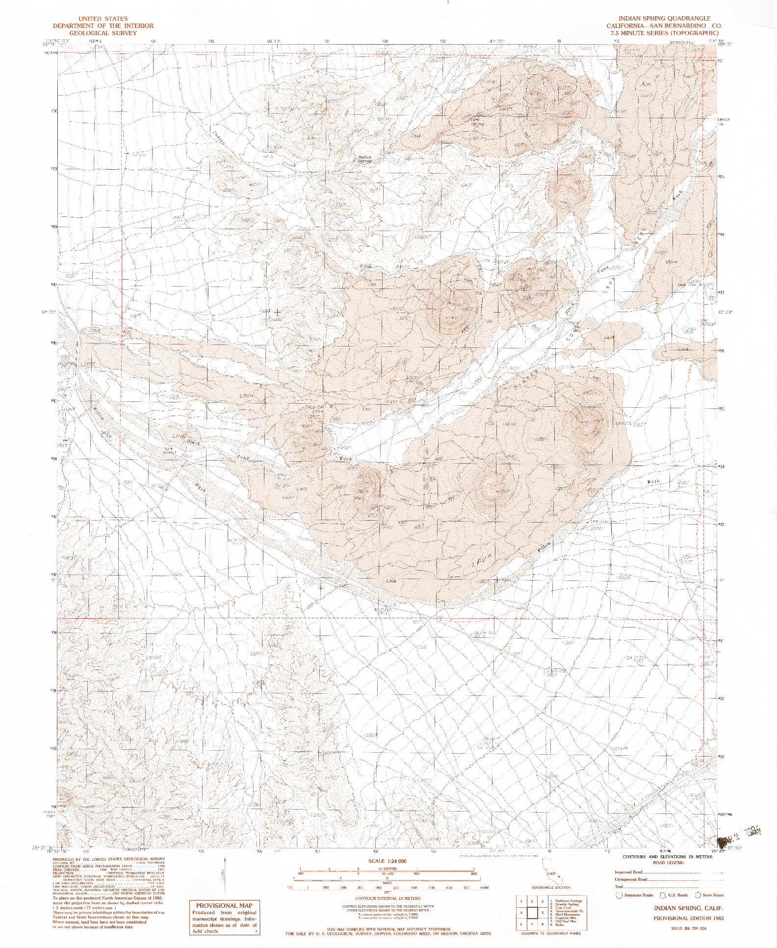USGS 1:24000-SCALE QUADRANGLE FOR INDIAN SPRING, CA 1983