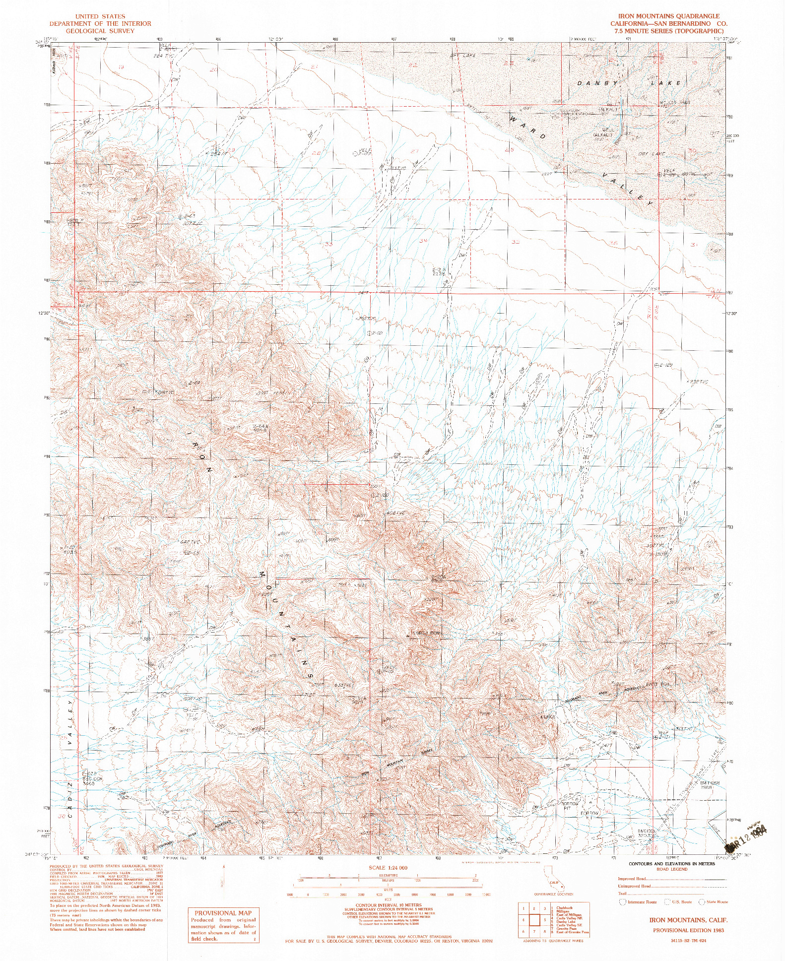 USGS 1:24000-SCALE QUADRANGLE FOR IRON MOUNTAINS, CA 1983