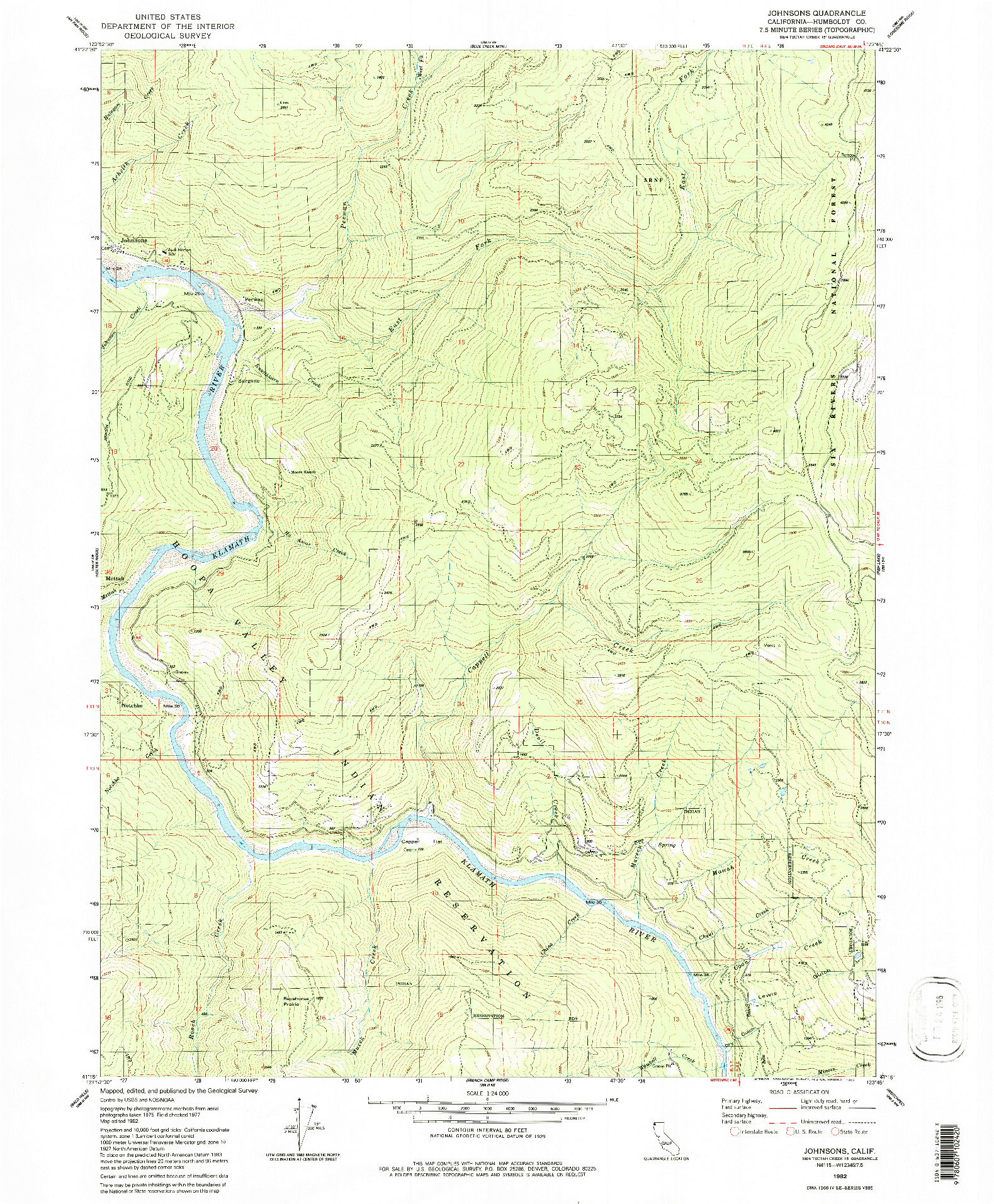 USGS 1:24000-SCALE QUADRANGLE FOR JOHNSONS, CA 1982