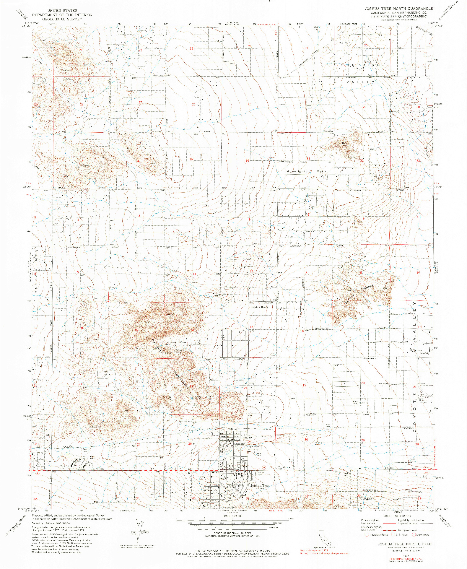USGS 1:24000-SCALE QUADRANGLE FOR JOSHUA TREE NORTH, CA 1972