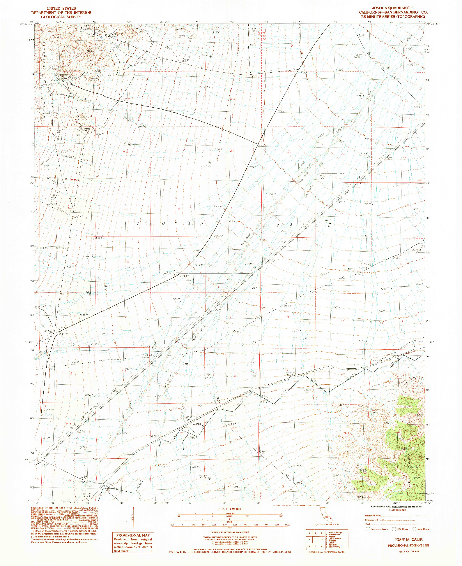 USGS 1:24000-SCALE QUADRANGLE FOR JOSHUA, CA 1983