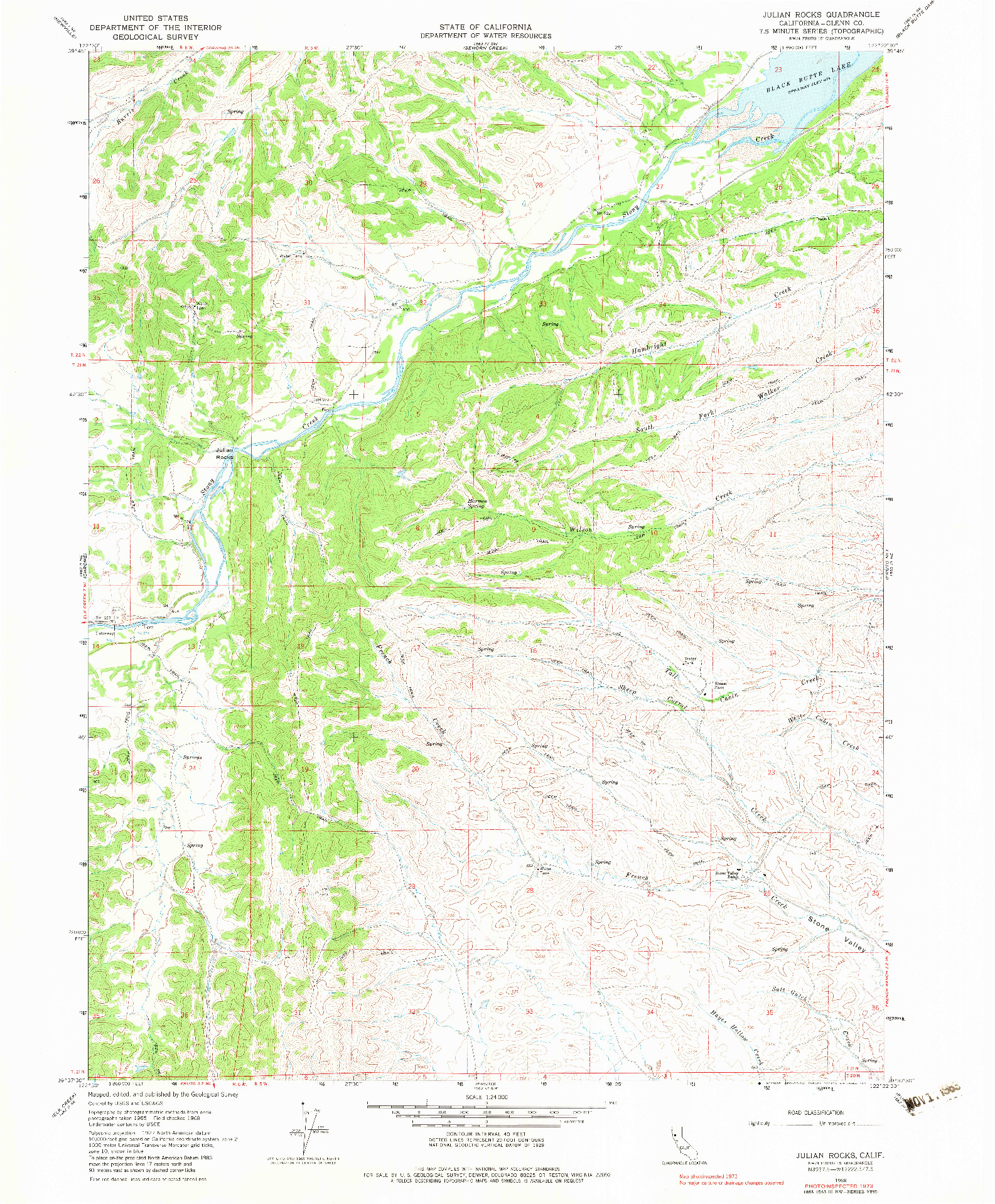 USGS 1:24000-SCALE QUADRANGLE FOR JULIAN ROCKS, CA 1968