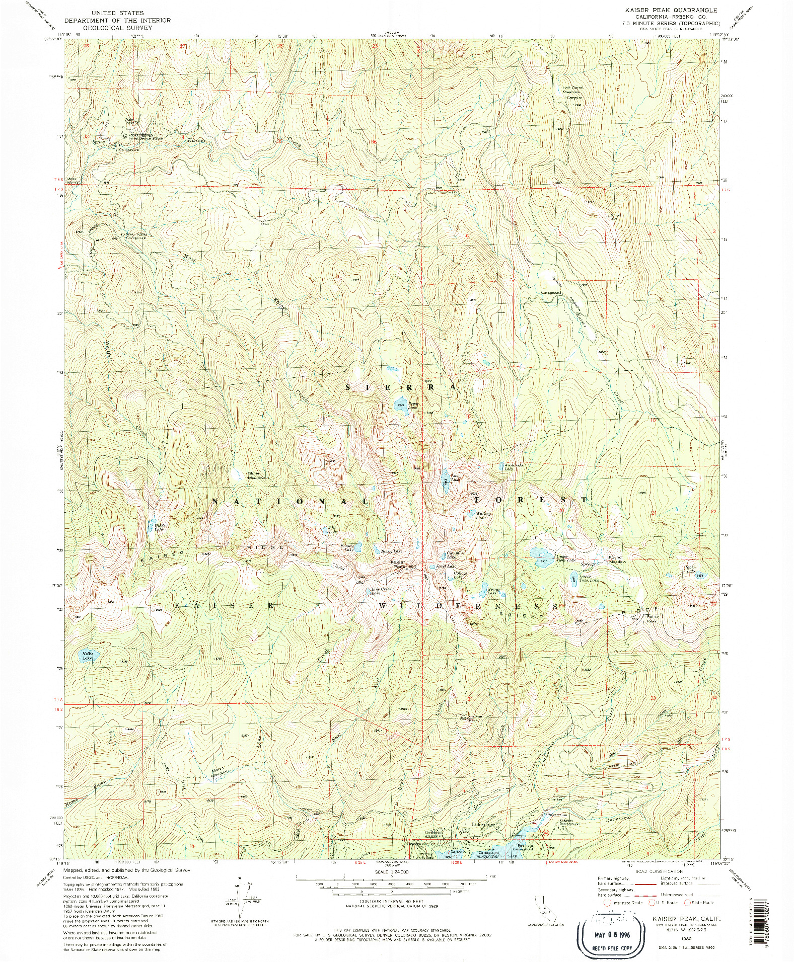 USGS 1:24000-SCALE QUADRANGLE FOR KAISER PEAK, CA 1982