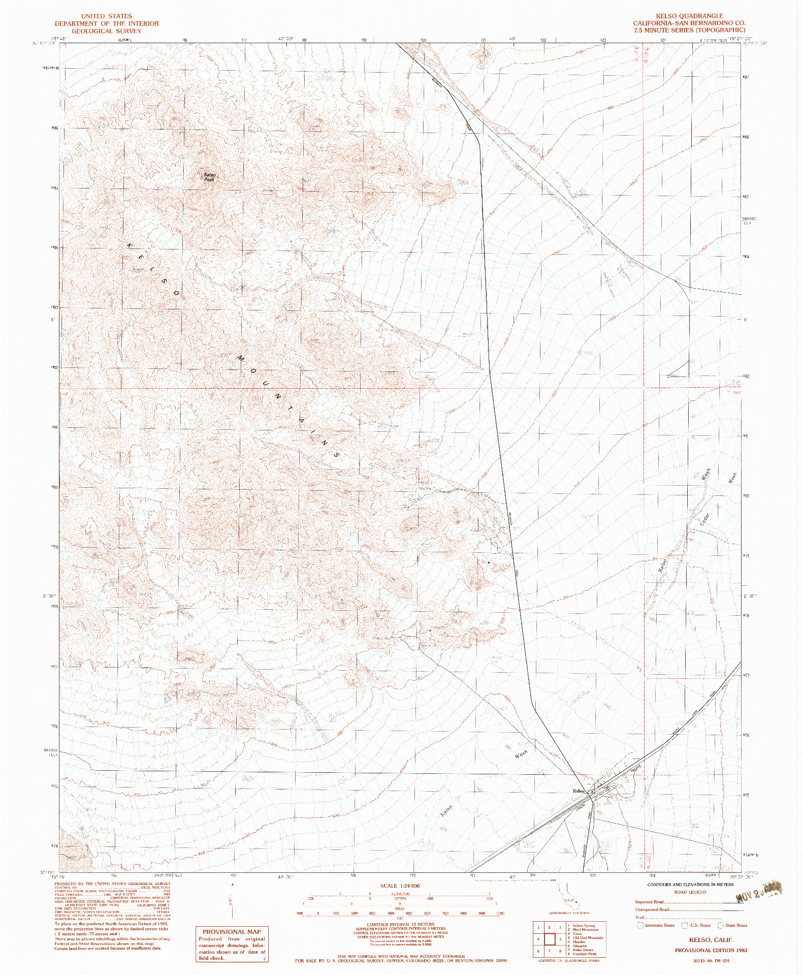 USGS 1:24000-SCALE QUADRANGLE FOR KELSO, CA 1983