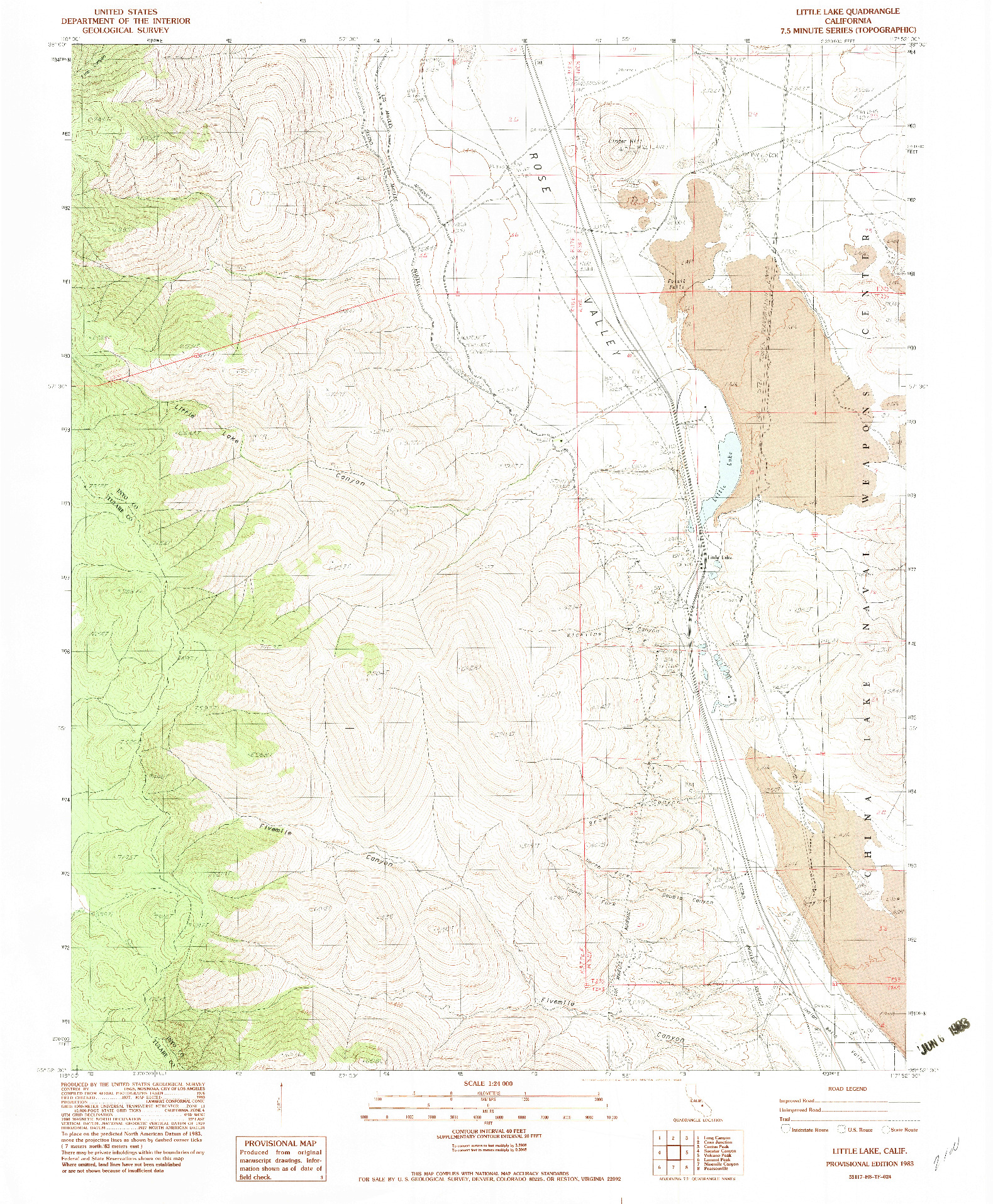 USGS 1:24000-SCALE QUADRANGLE FOR LITTLE LAKE, CA 1983