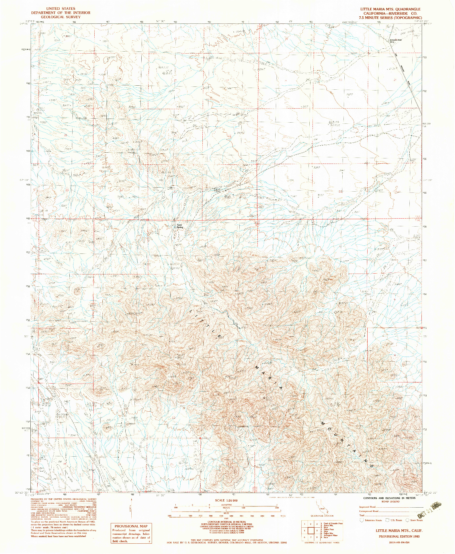 USGS 1:24000-SCALE QUADRANGLE FOR LITTLE MARIA MOUNTAINS, CA 1983