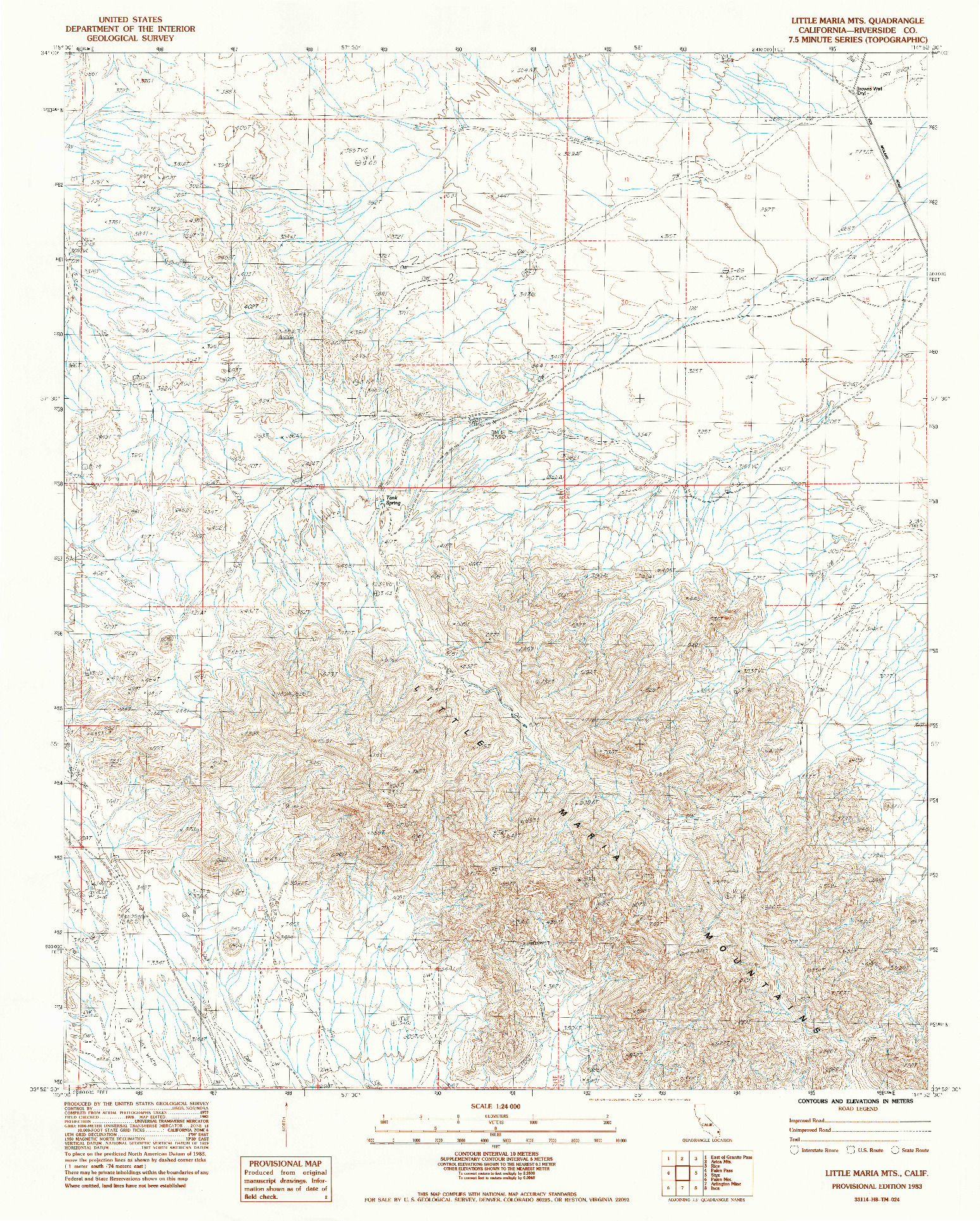 USGS 1:24000-SCALE QUADRANGLE FOR LITTLE MARIA MTS, CA 1983