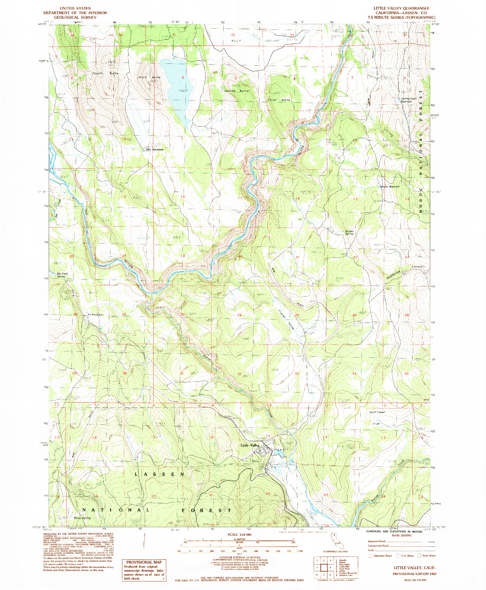 USGS 1:24000-SCALE QUADRANGLE FOR LITTLE VALLEY, CA 1983