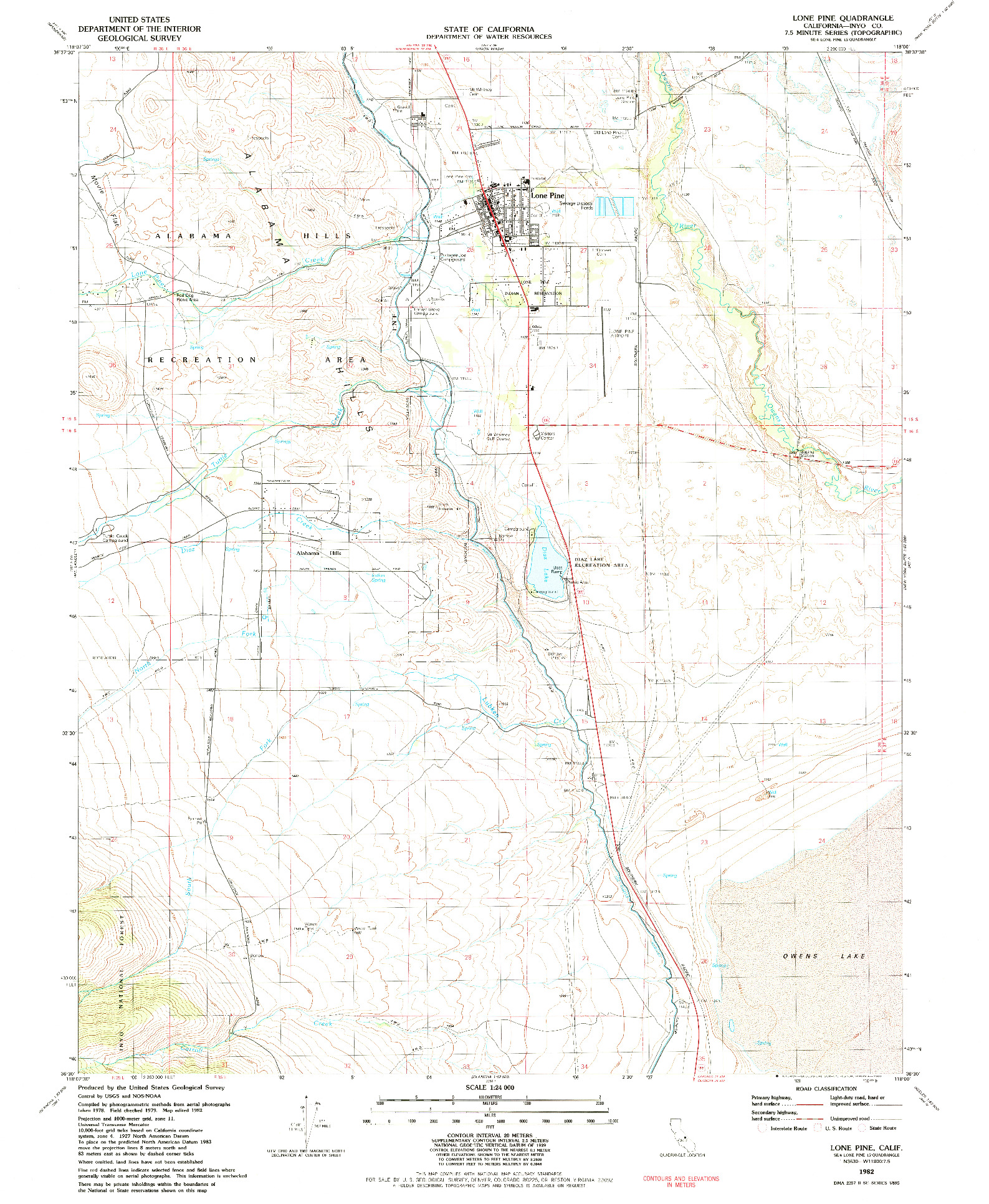 USGS 1:24000-SCALE QUADRANGLE FOR LONE PINE, CA 1982