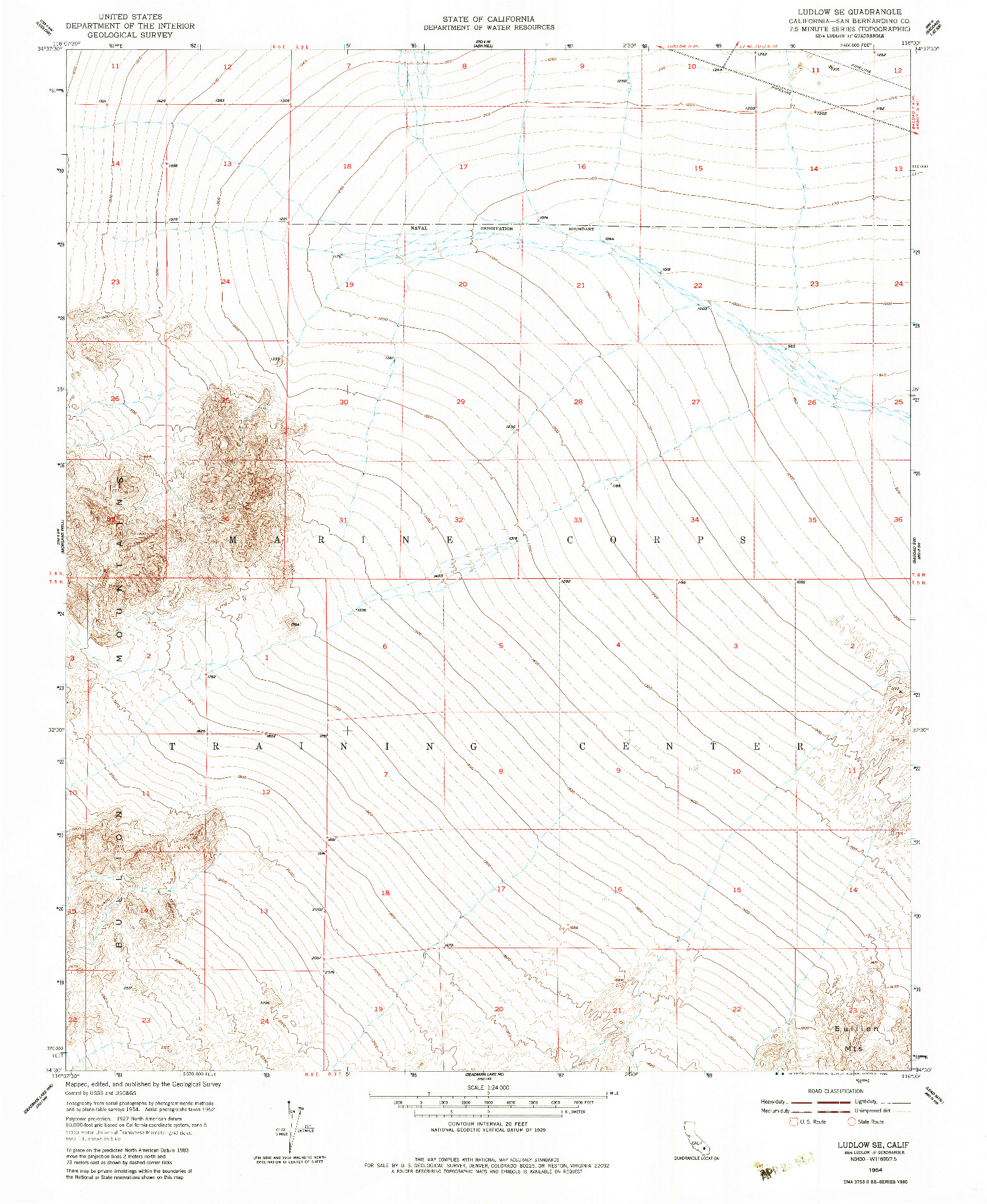 USGS 1:24000-SCALE QUADRANGLE FOR LUDLOW SE, CA 1954