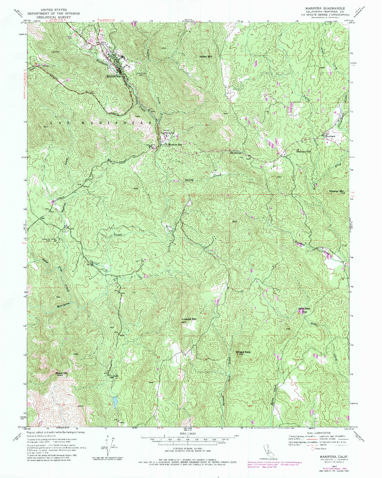 USGS 1:24000-SCALE QUADRANGLE FOR MARIPOSA, CA 1947