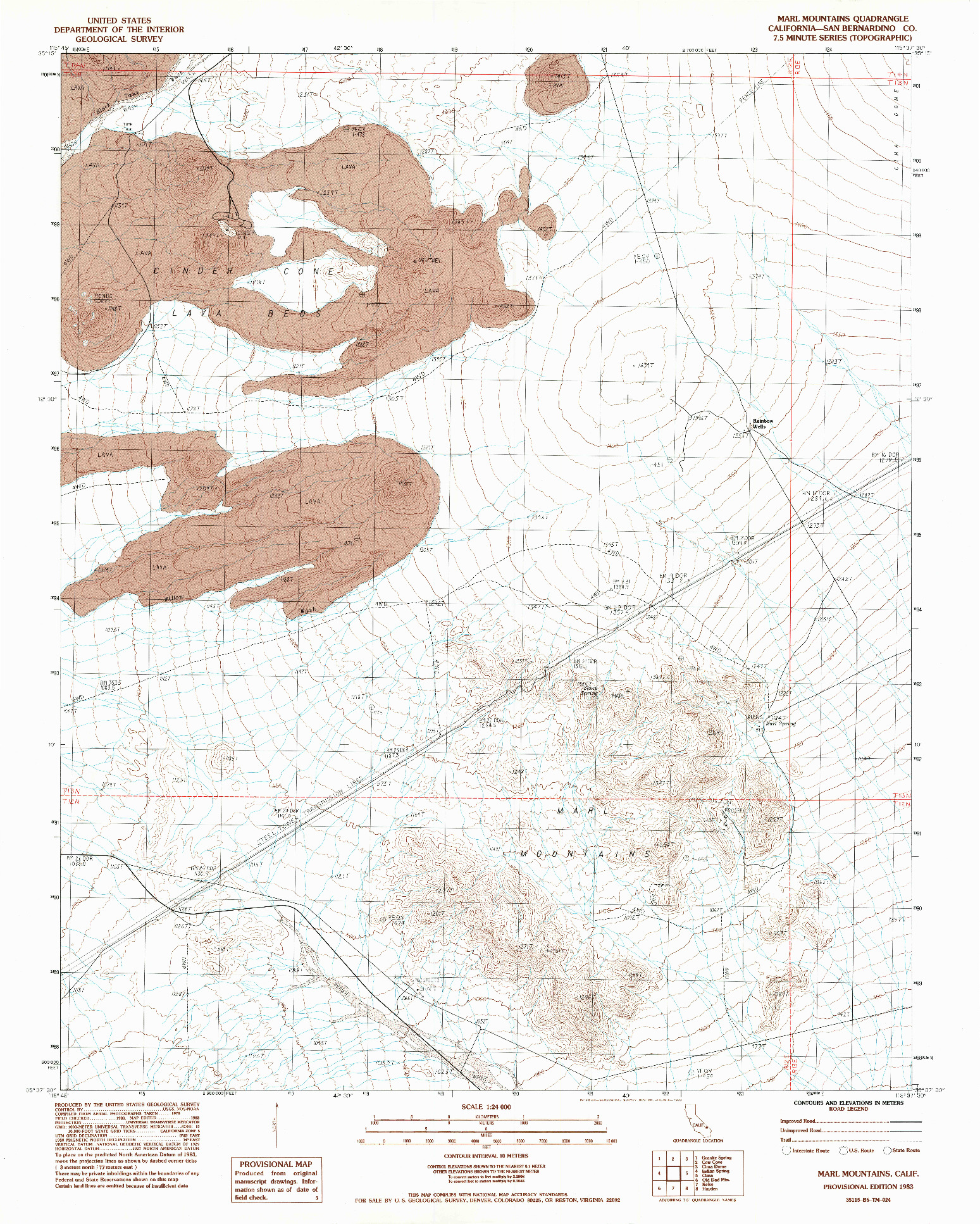 USGS 1:24000-SCALE QUADRANGLE FOR MARL MOUNTAINS, CA 1983