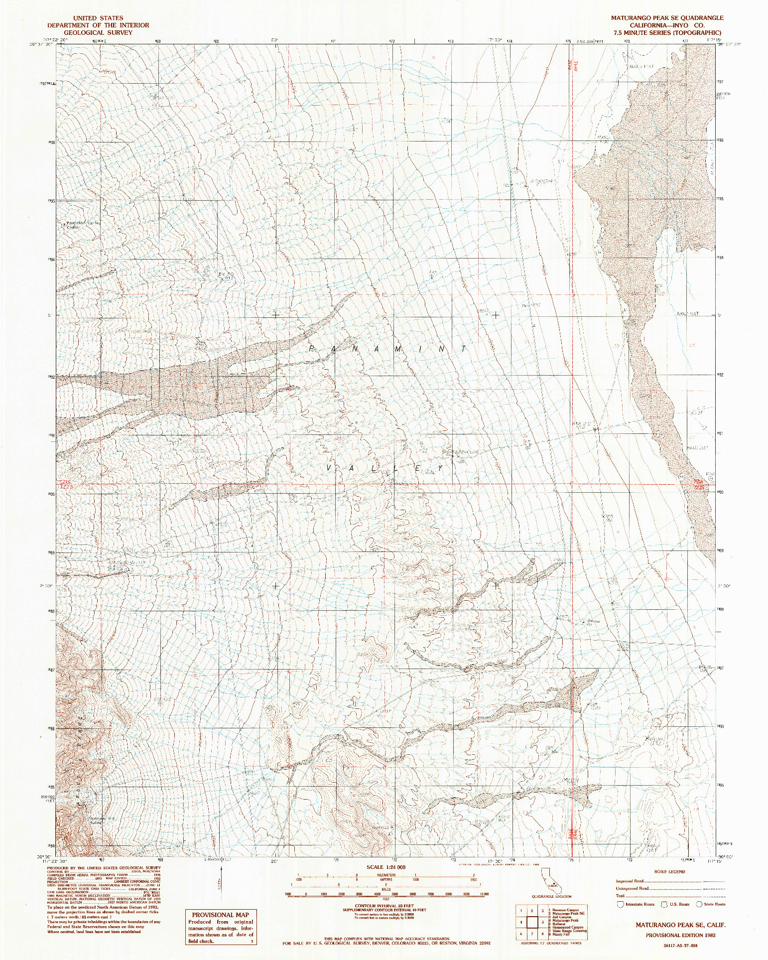 USGS 1:24000-SCALE QUADRANGLE FOR MATURANGO PEAK SE, CA 1982