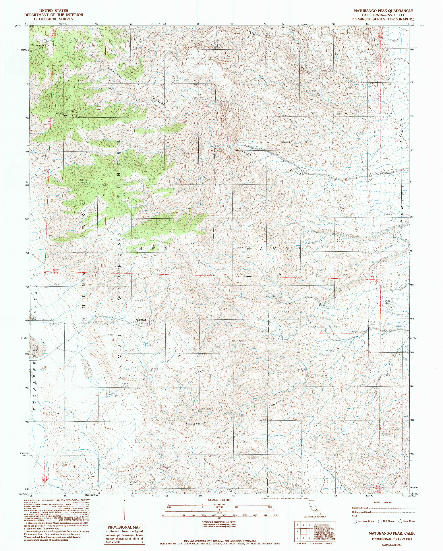 USGS 1:24000-SCALE QUADRANGLE FOR MATURANGO PEAK, CA 1982