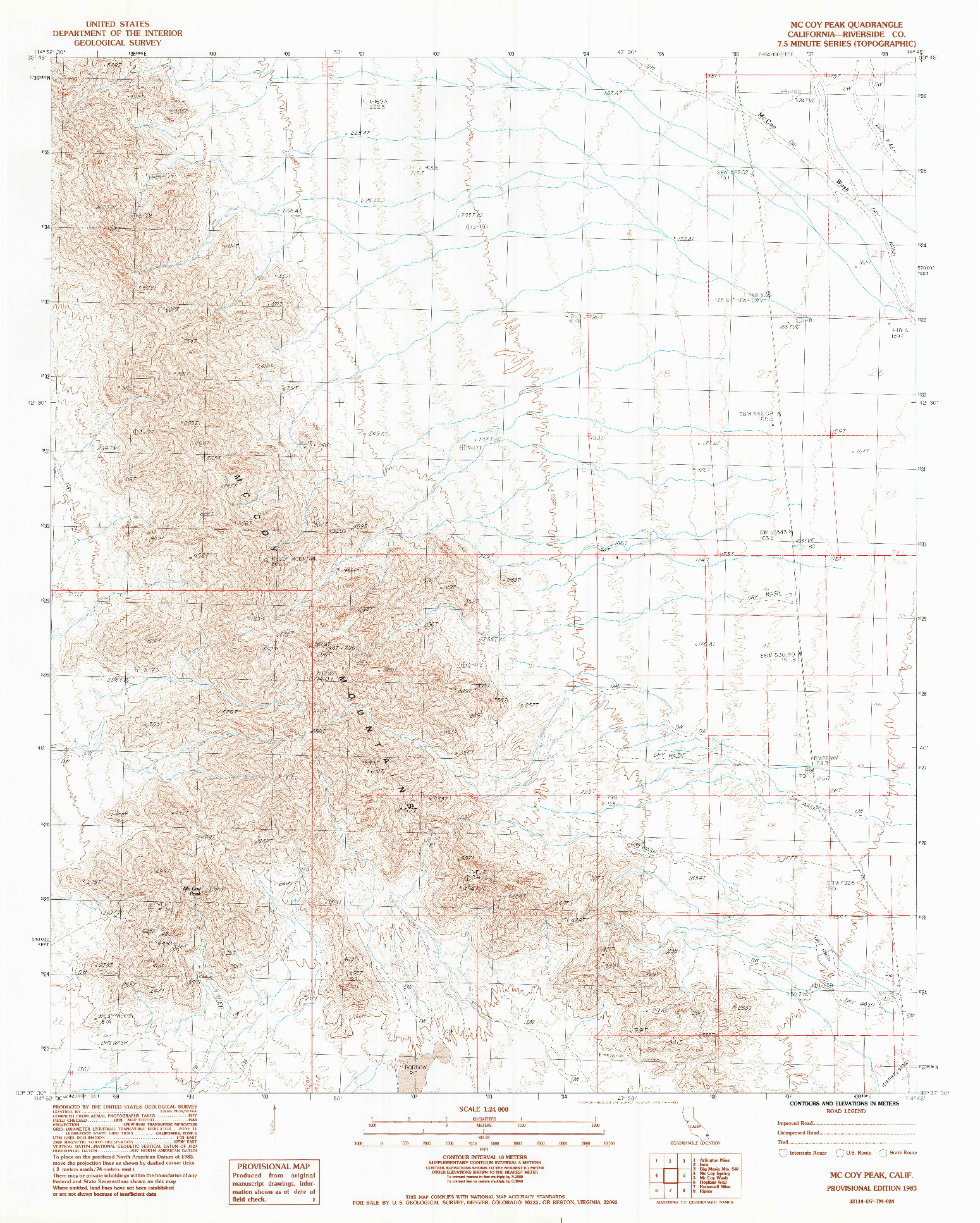 USGS 1:24000-SCALE QUADRANGLE FOR MC COY PEAK, CA 1983