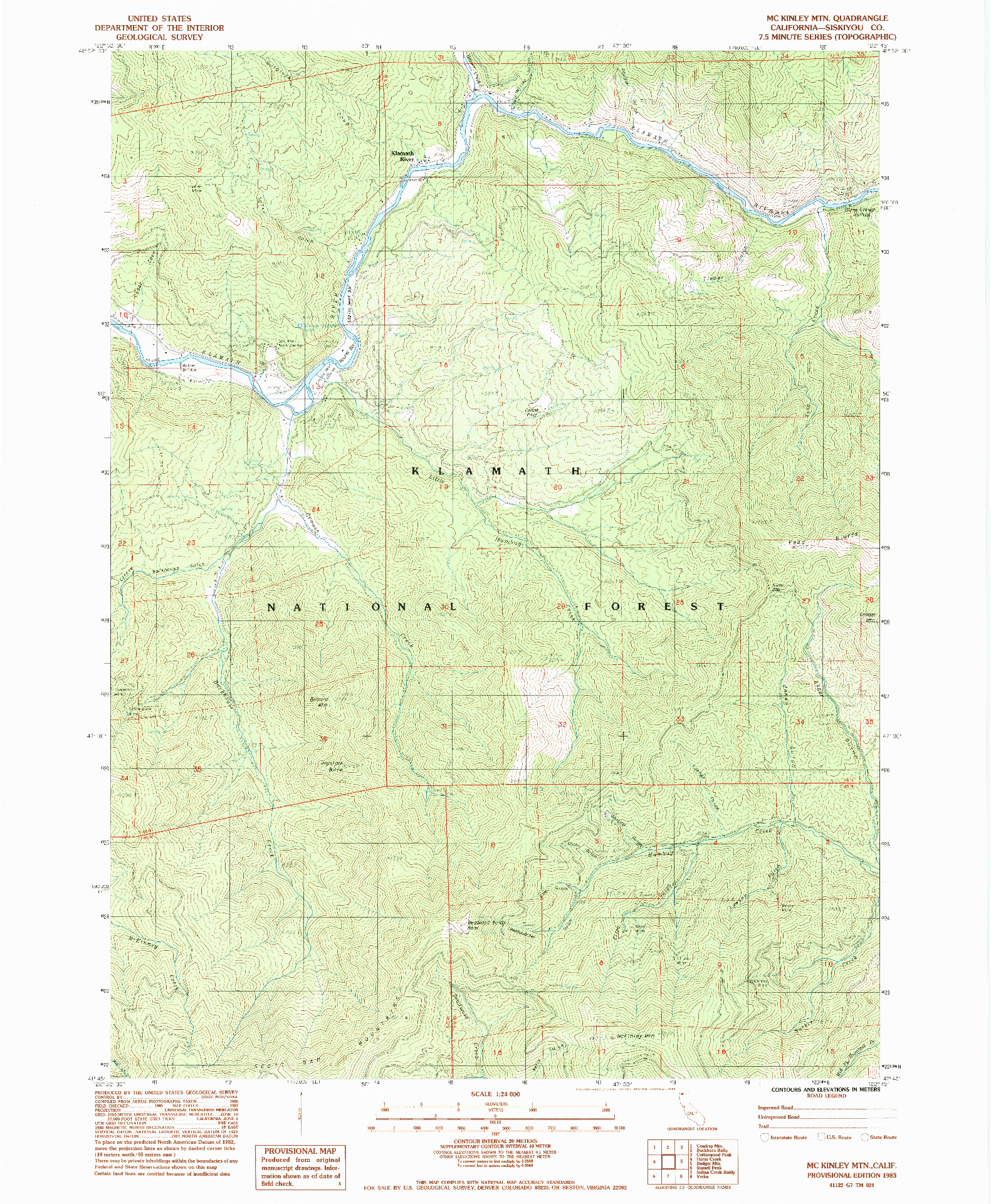 USGS 1:24000-SCALE QUADRANGLE FOR MC KINLEY MTN, CA 1983