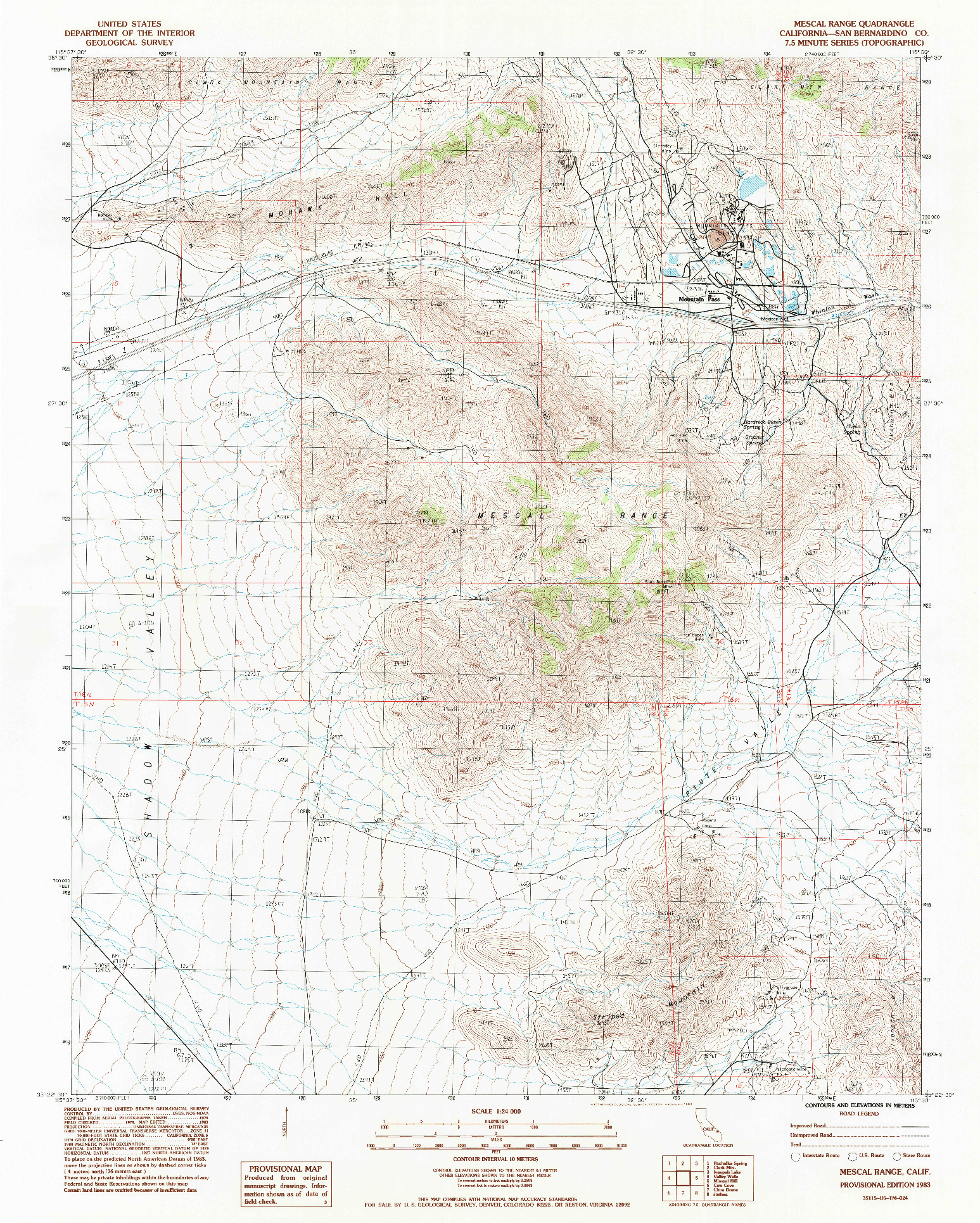 USGS 1:24000-SCALE QUADRANGLE FOR MESCAL RANGE, CA 1983